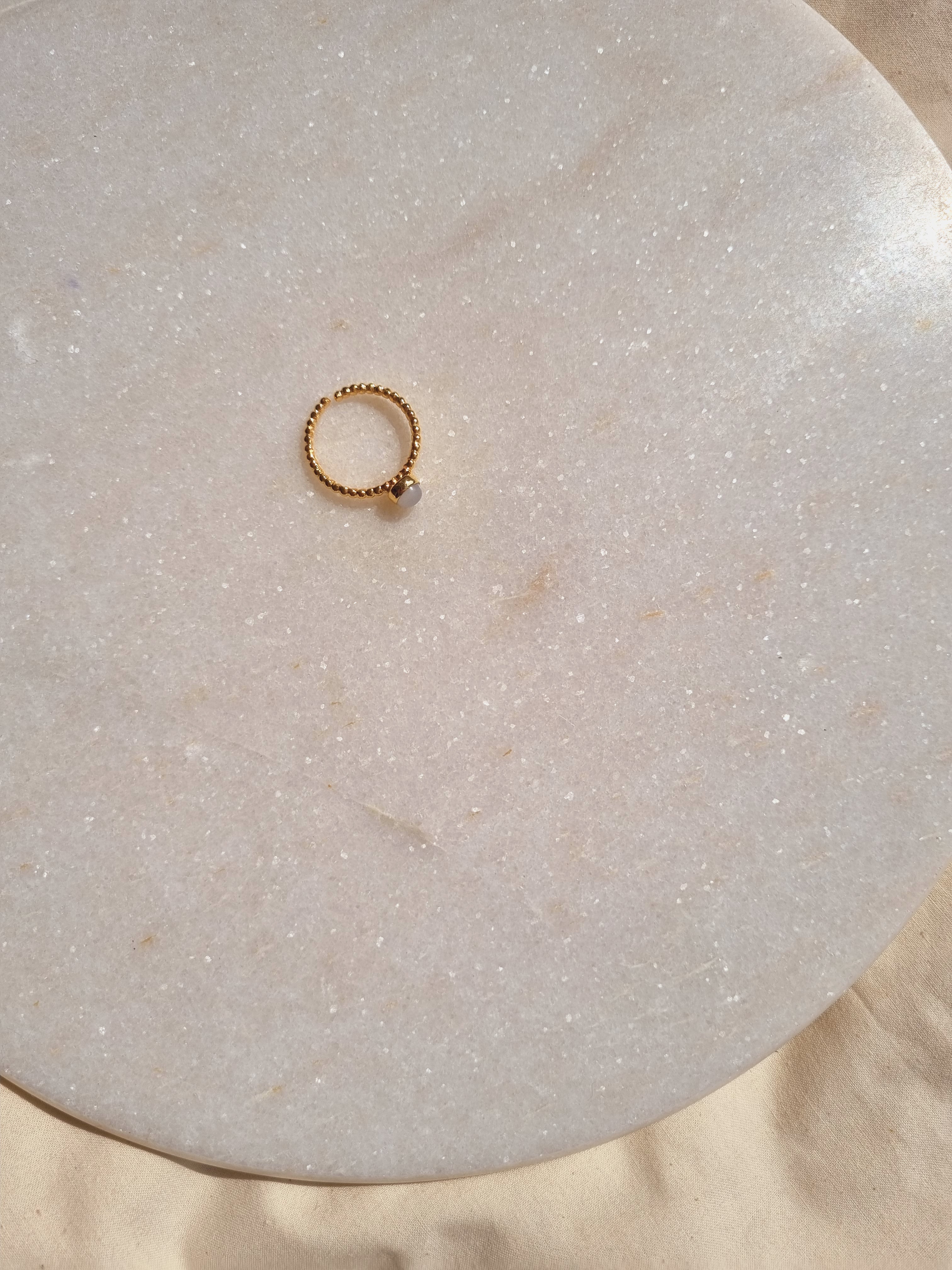 sukra - White Moonstone Venus Ring