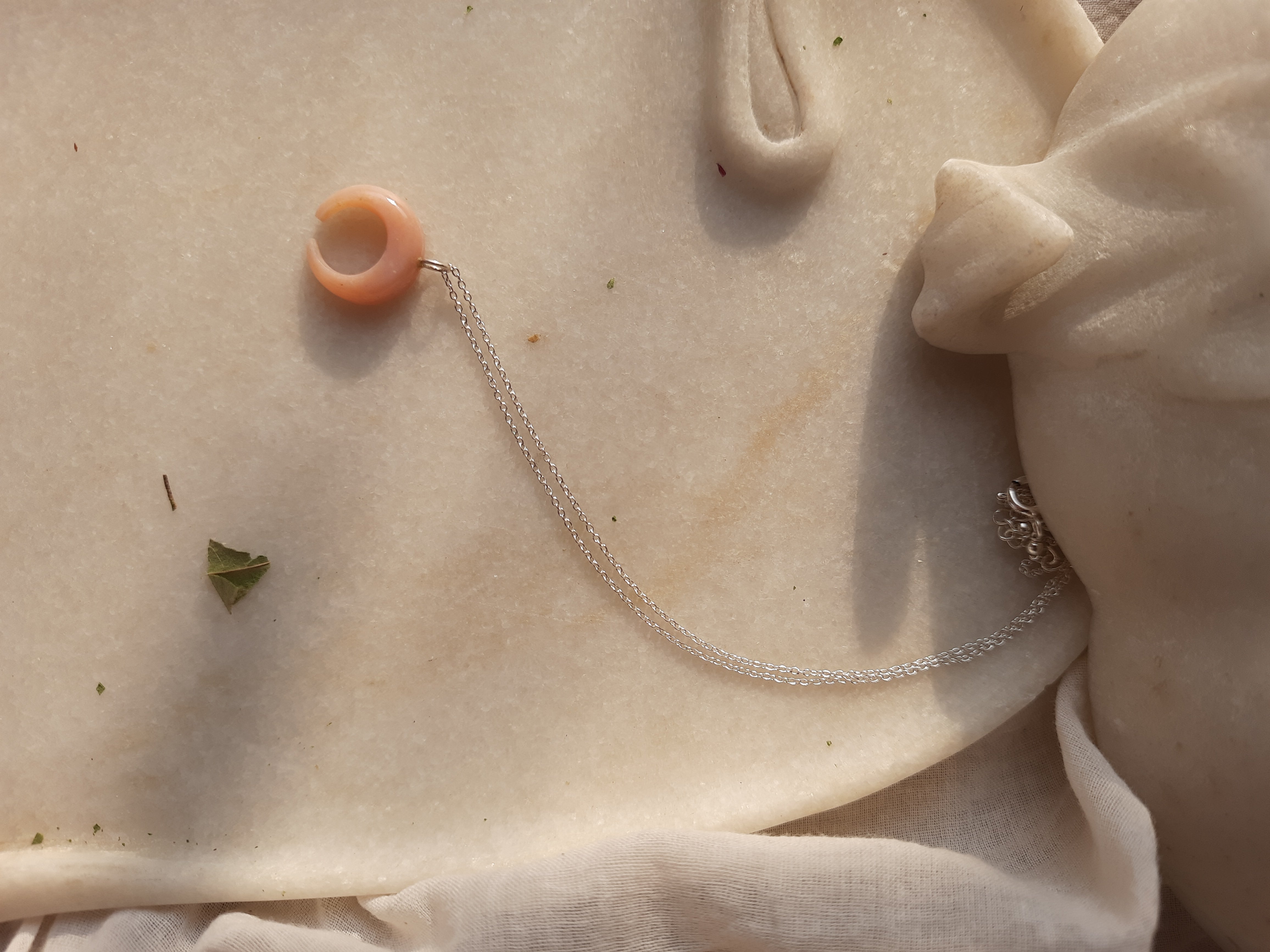 koka - Pink Opal Crescent Pendant