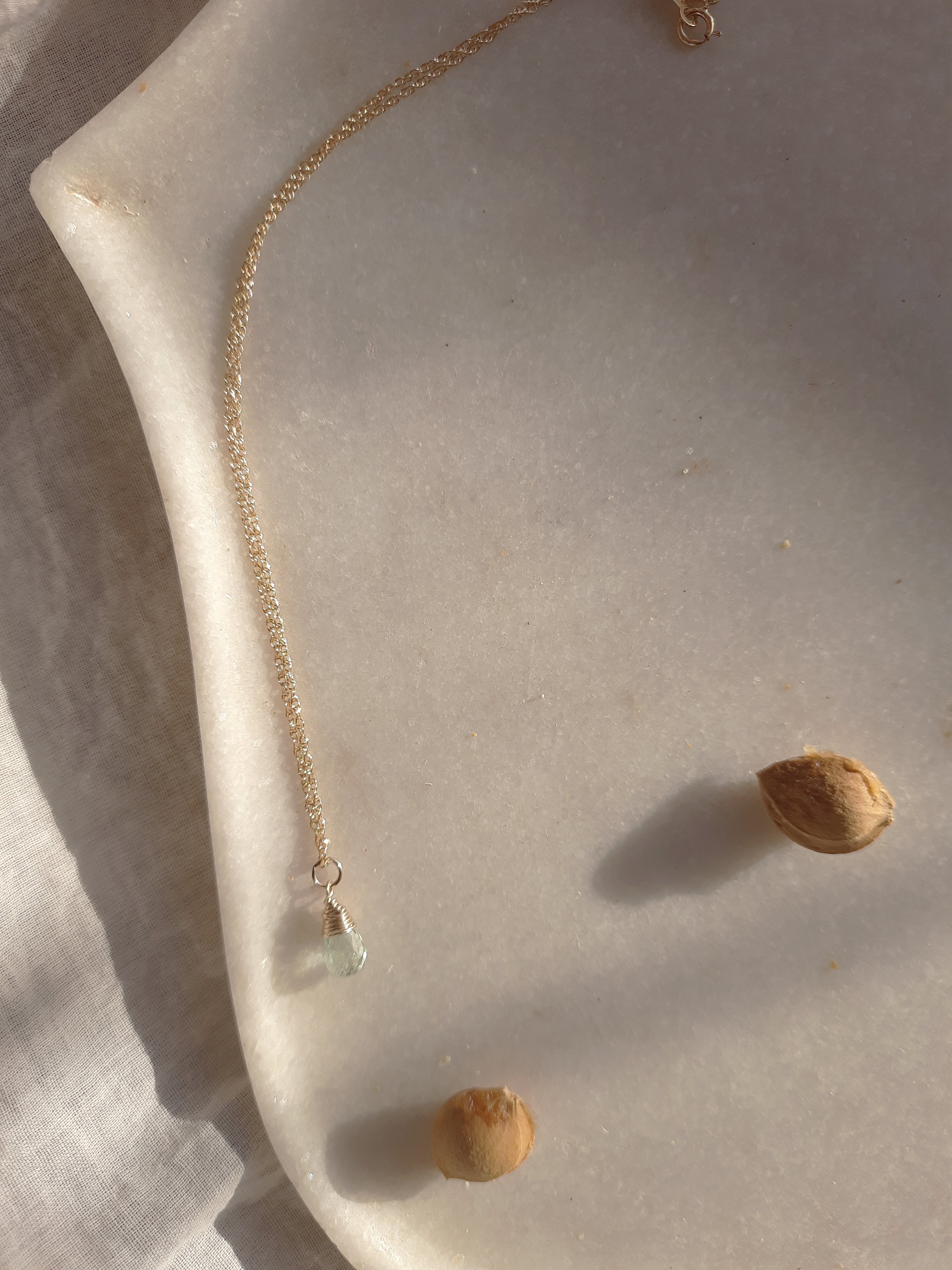 visno - Aquamarine Tear shaped Drop Pendant