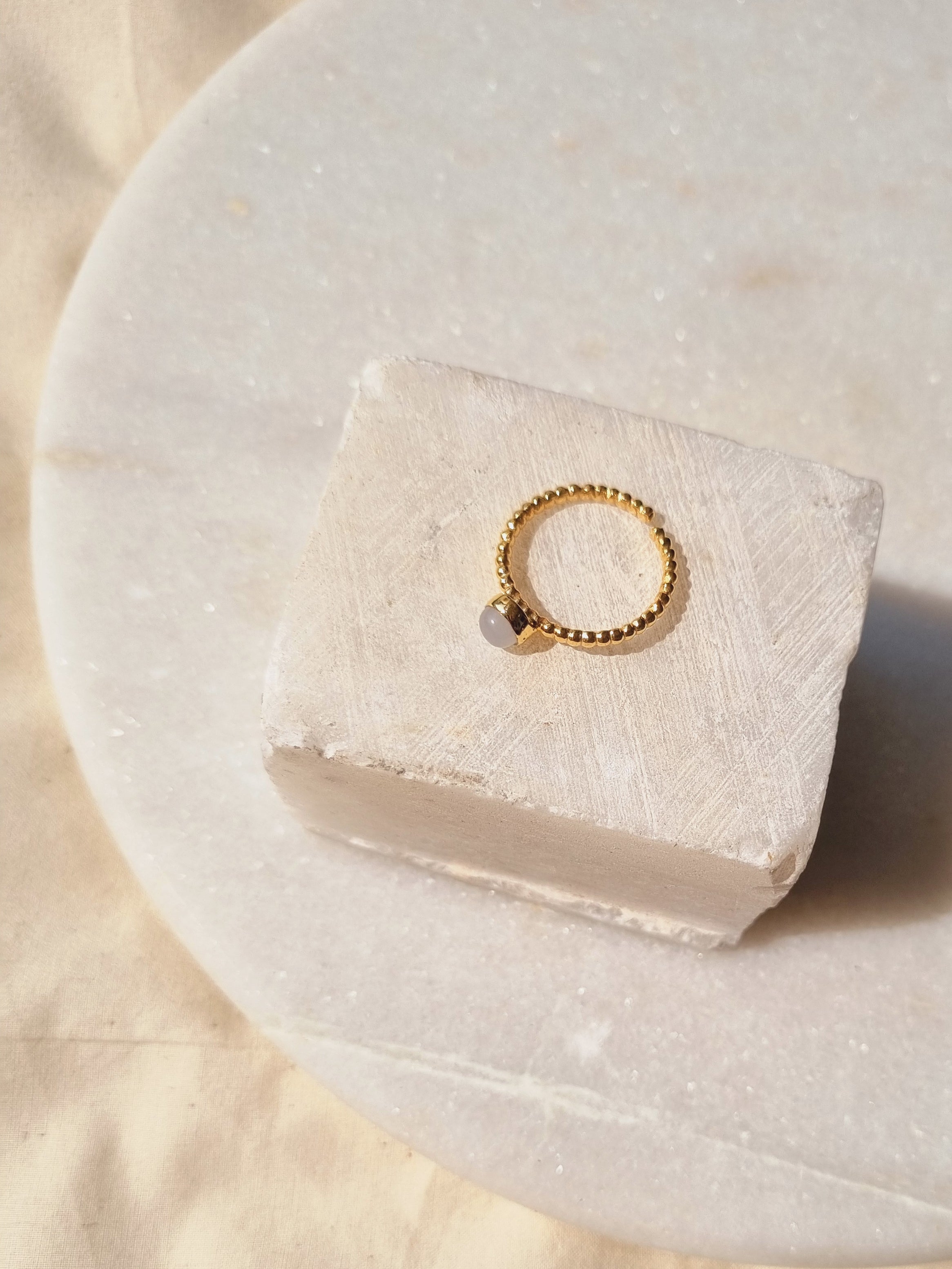 sukra - White Moonstone Venus Ring