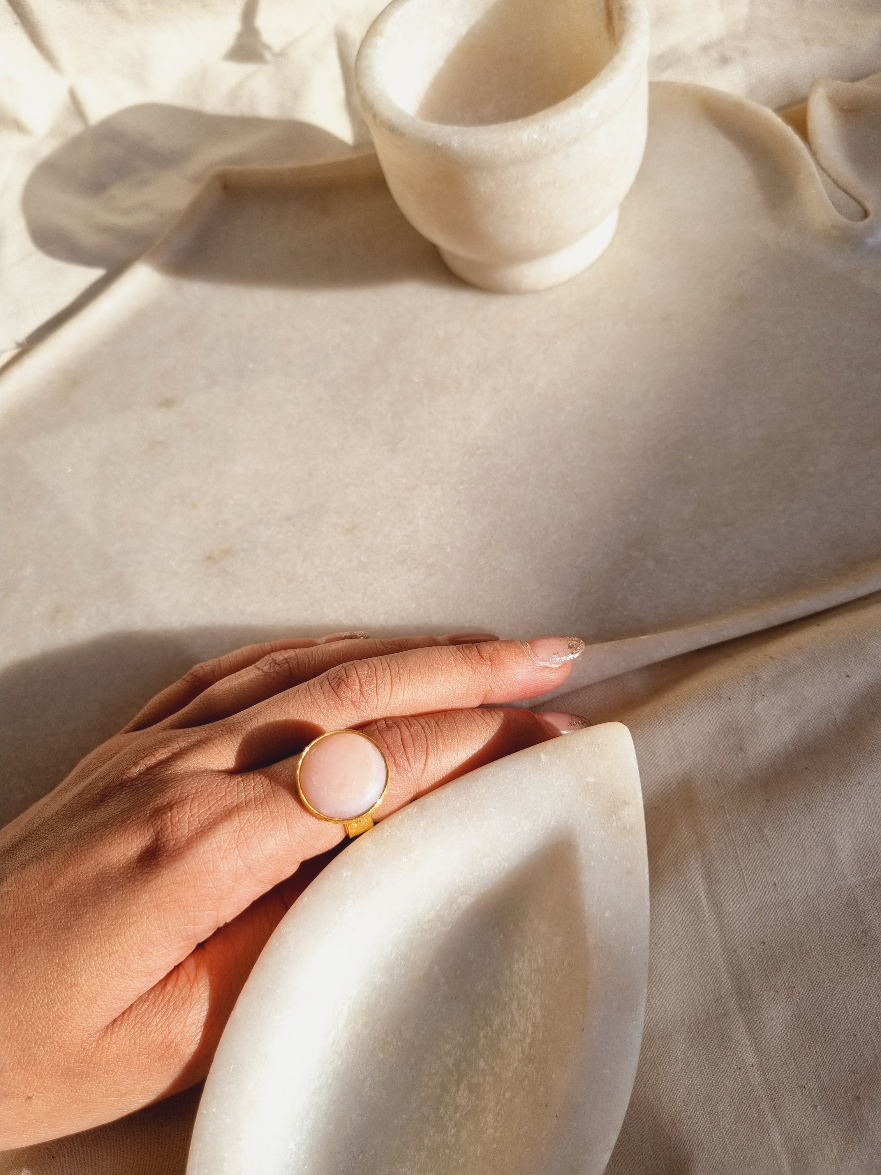 saani - Pink Opal Saturn Ring