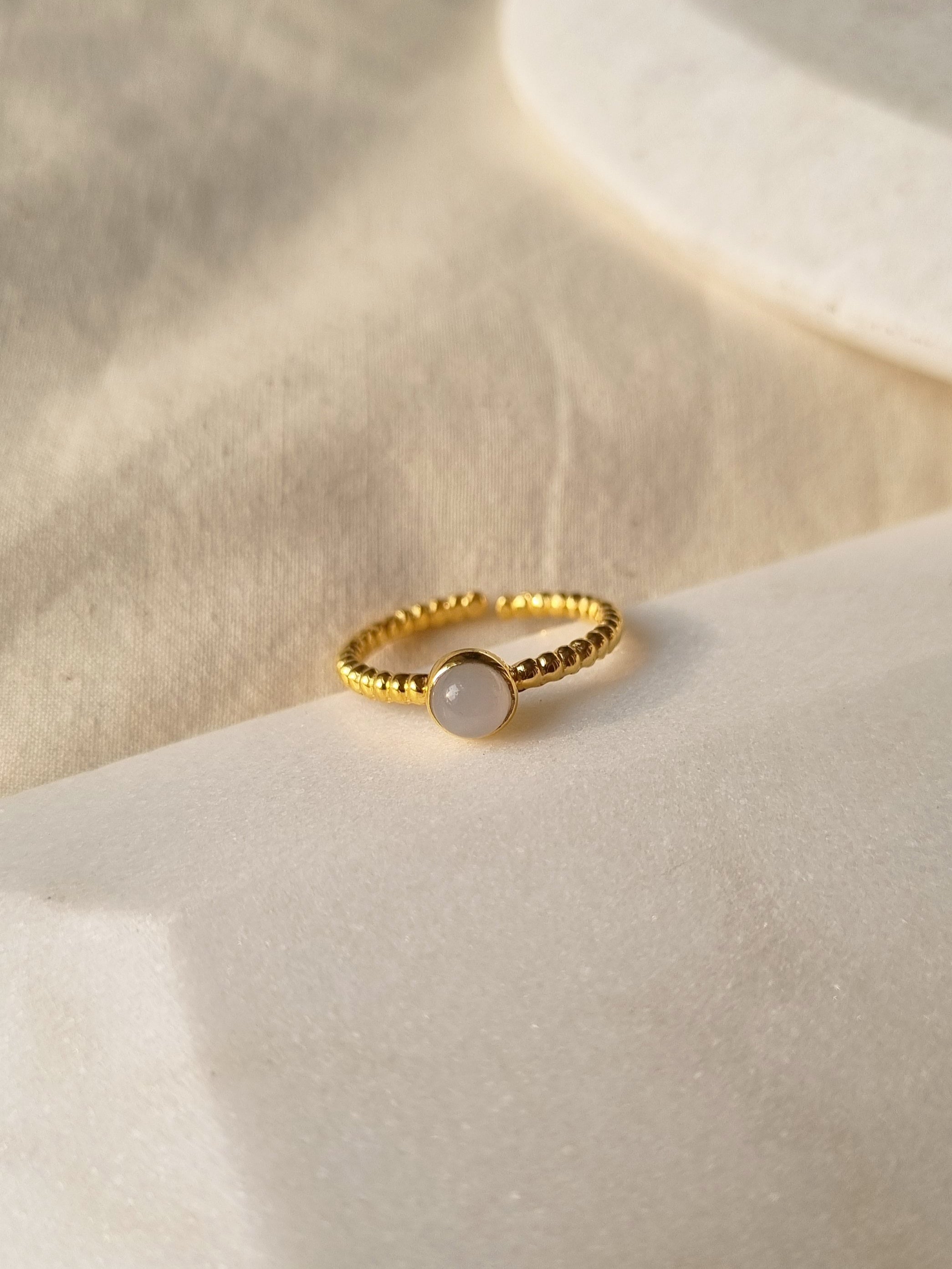 sukra - White Moonstone Venus Ring