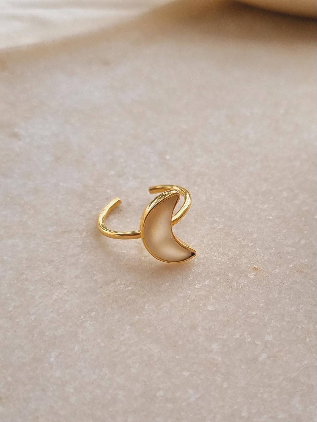 chandra - White Moonstone Luna Ring