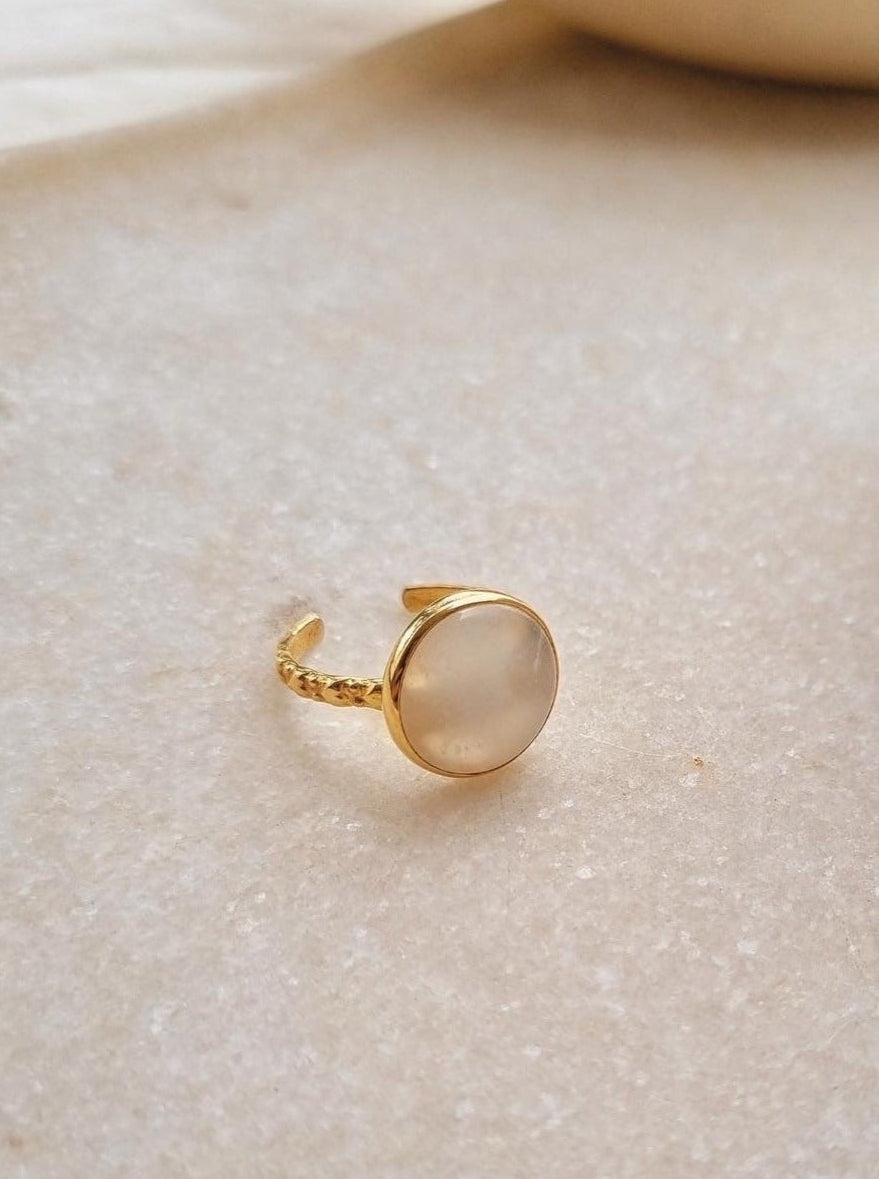 surya - White Moonstone Sun Ring