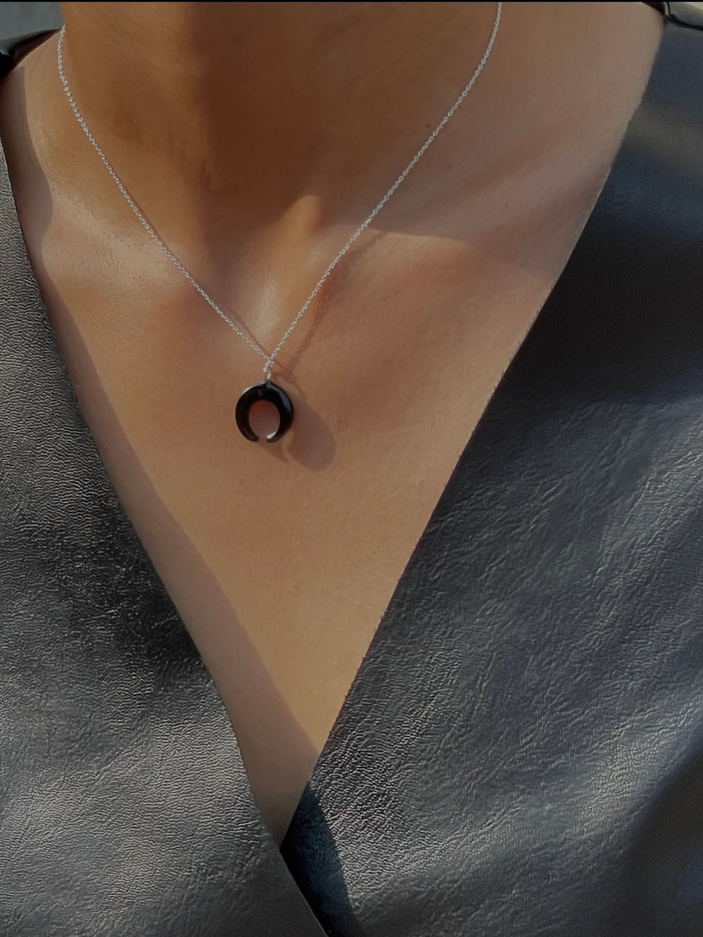 koka - Black Onyx Crescent Pendant
