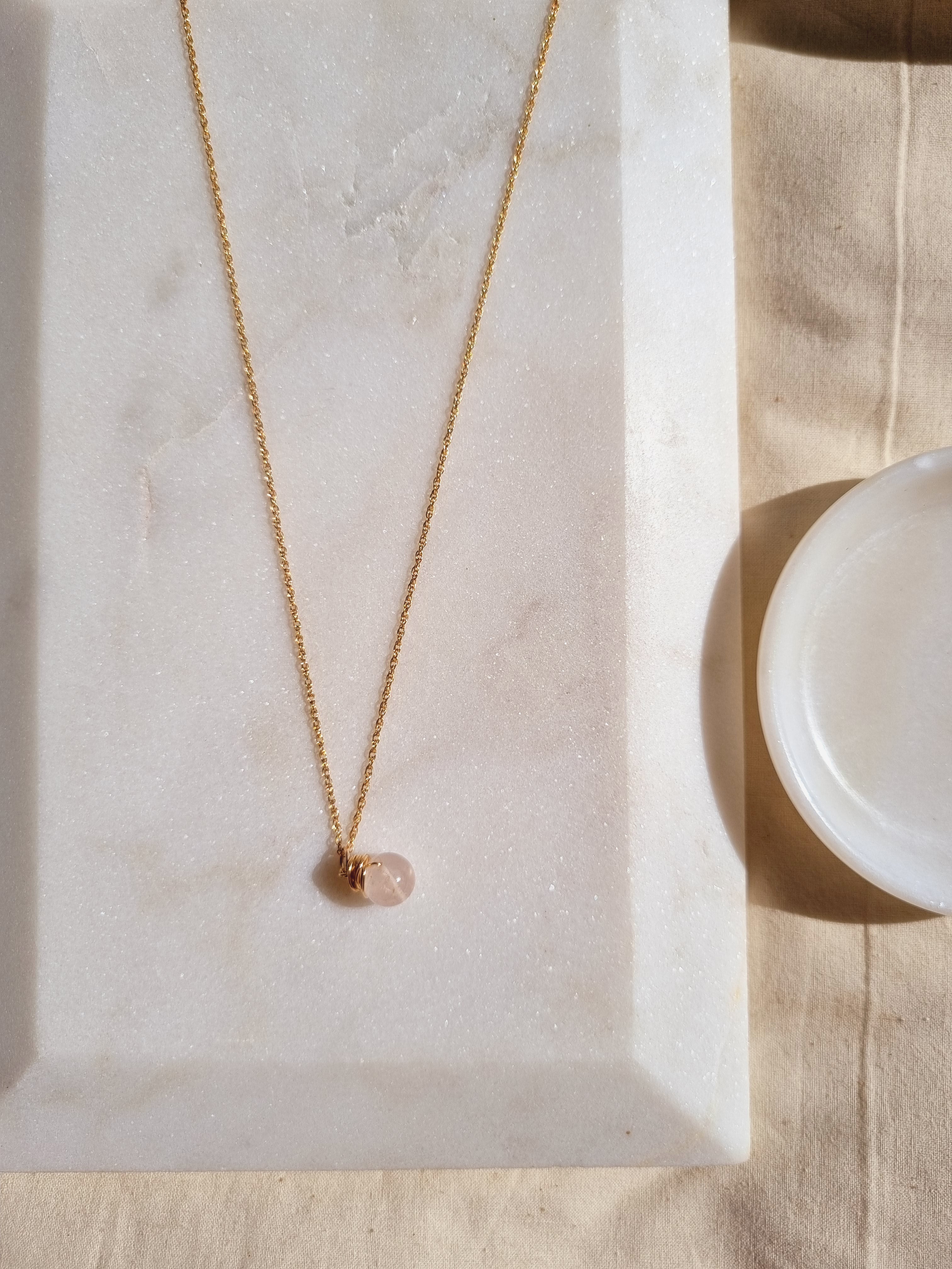 bija - Rose Quartz Round Pendant