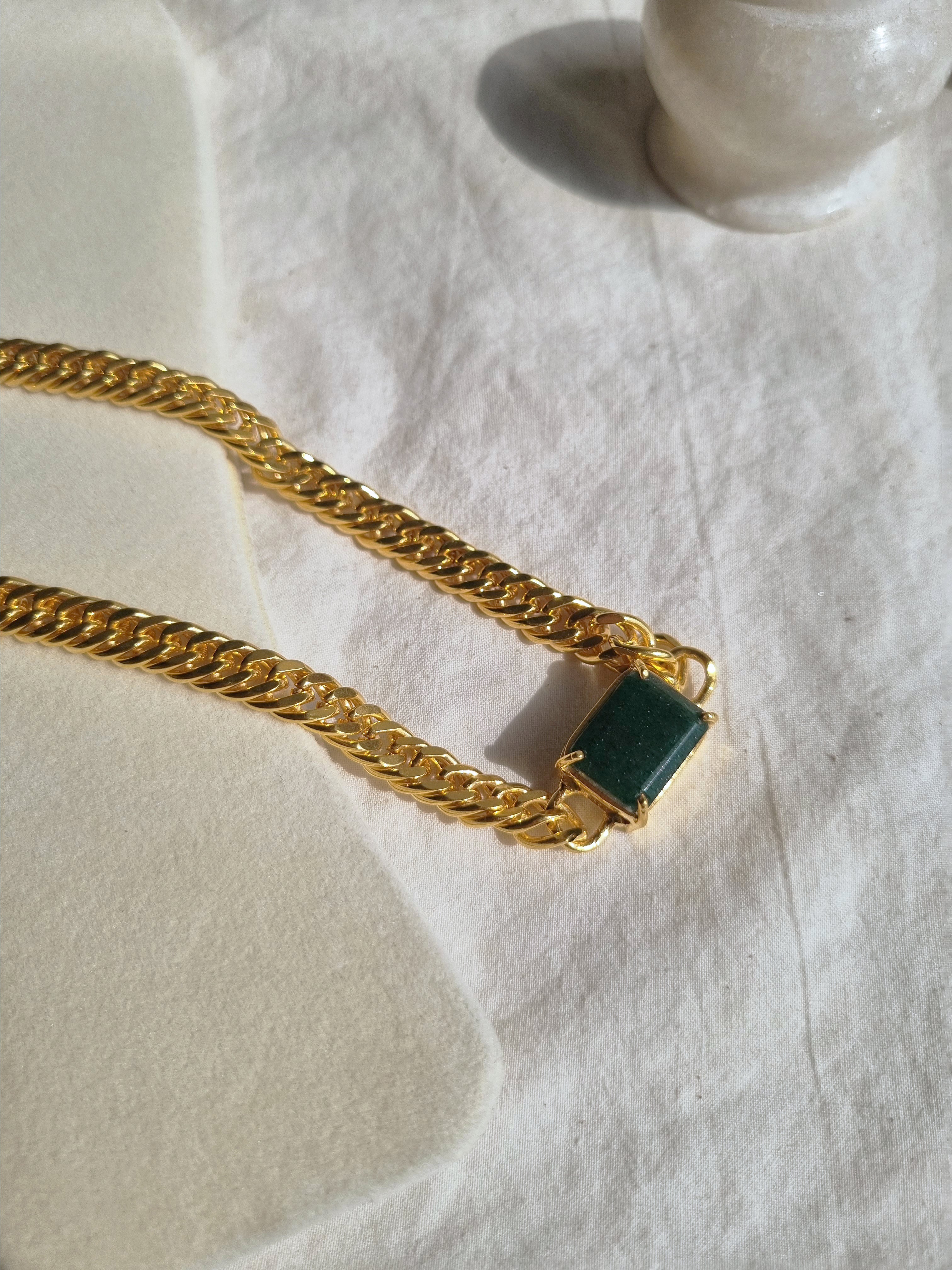 paniy - Aventurine Cushion Curb Choker