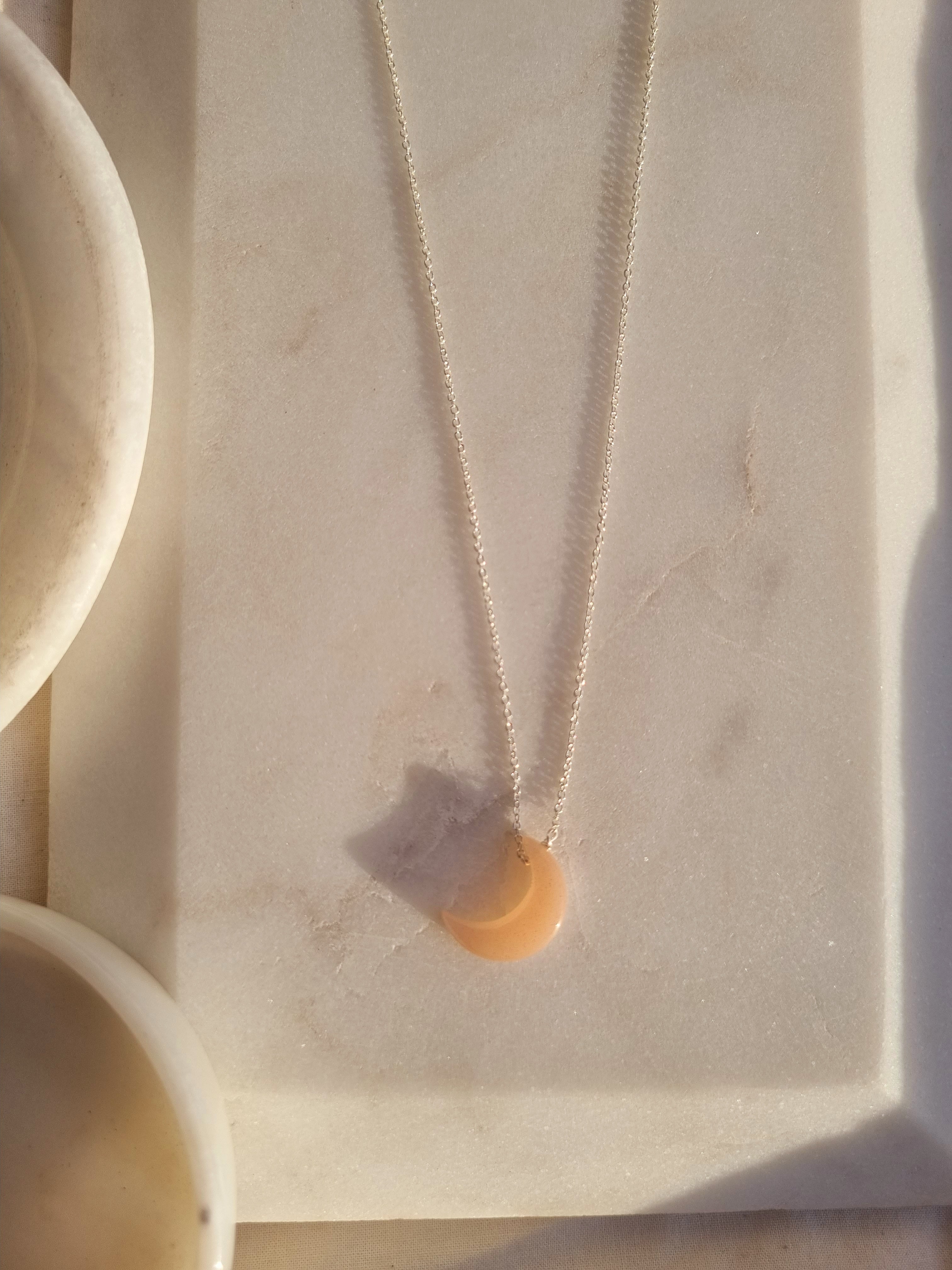 adhva - Peach Moonstone Luna Pendant