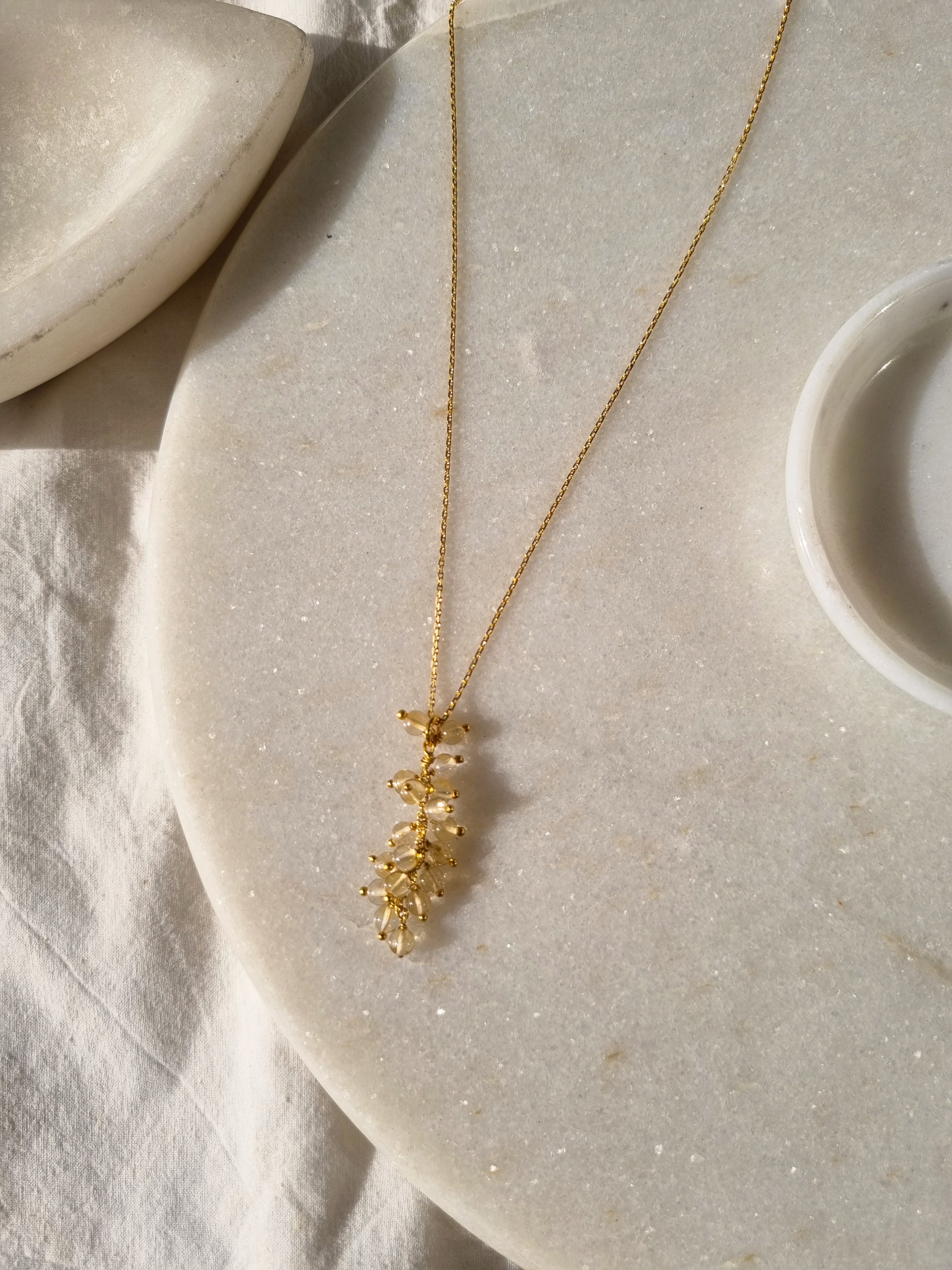 netra - Citrine Beaded Bunch Pendant