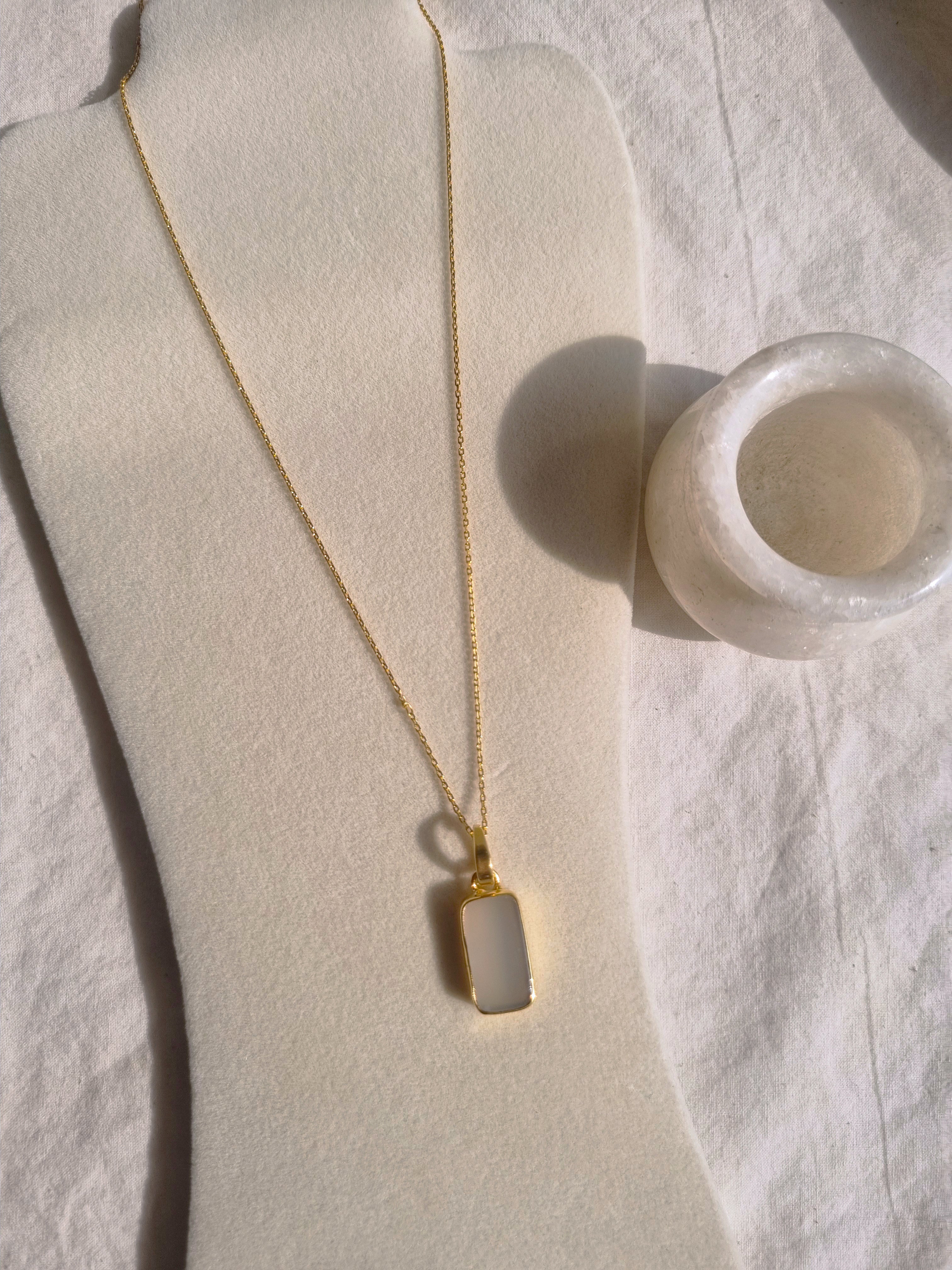 boxy - White Moonstone Pendant