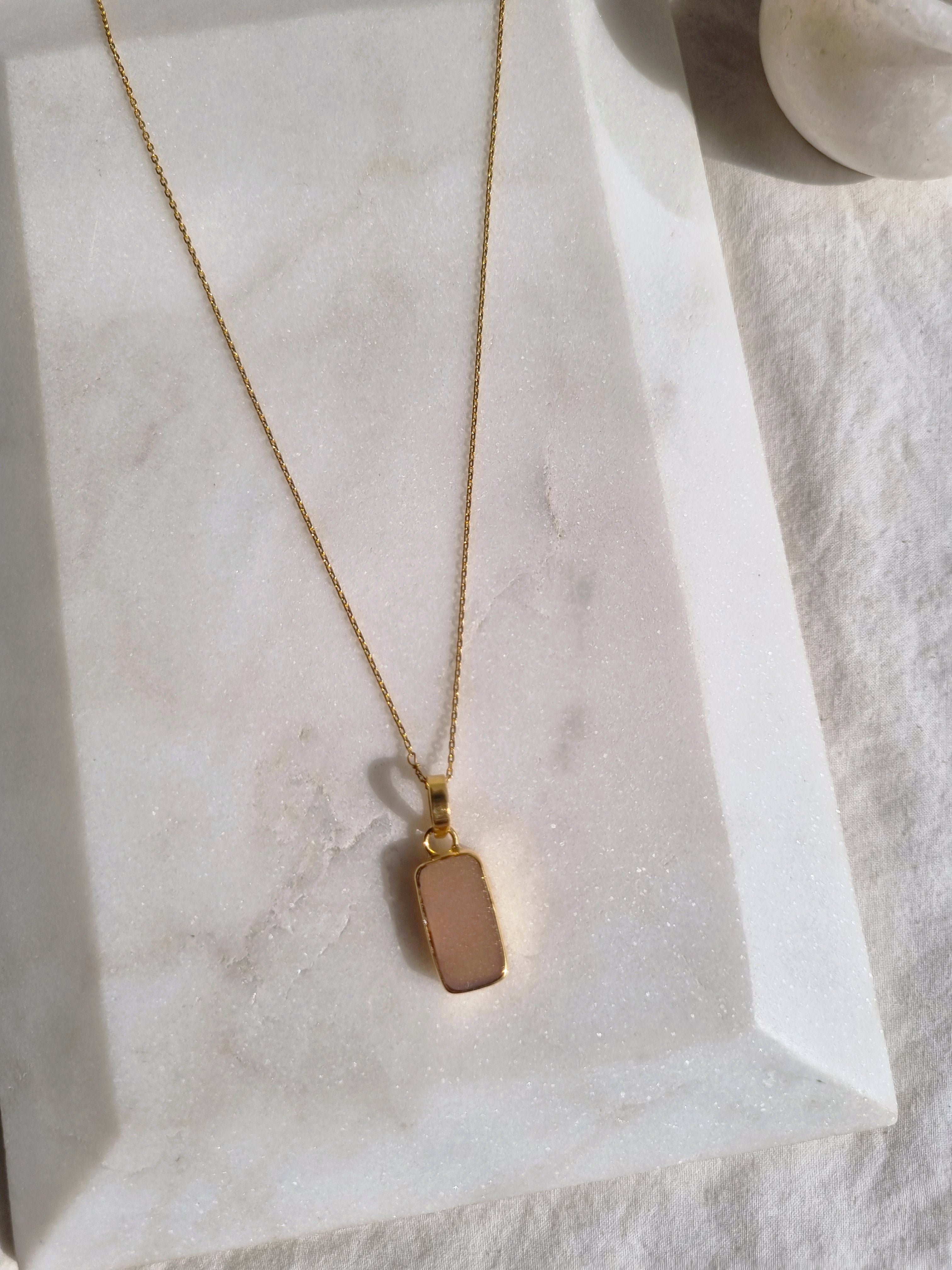 boxy - Peach Moonstone Pendant