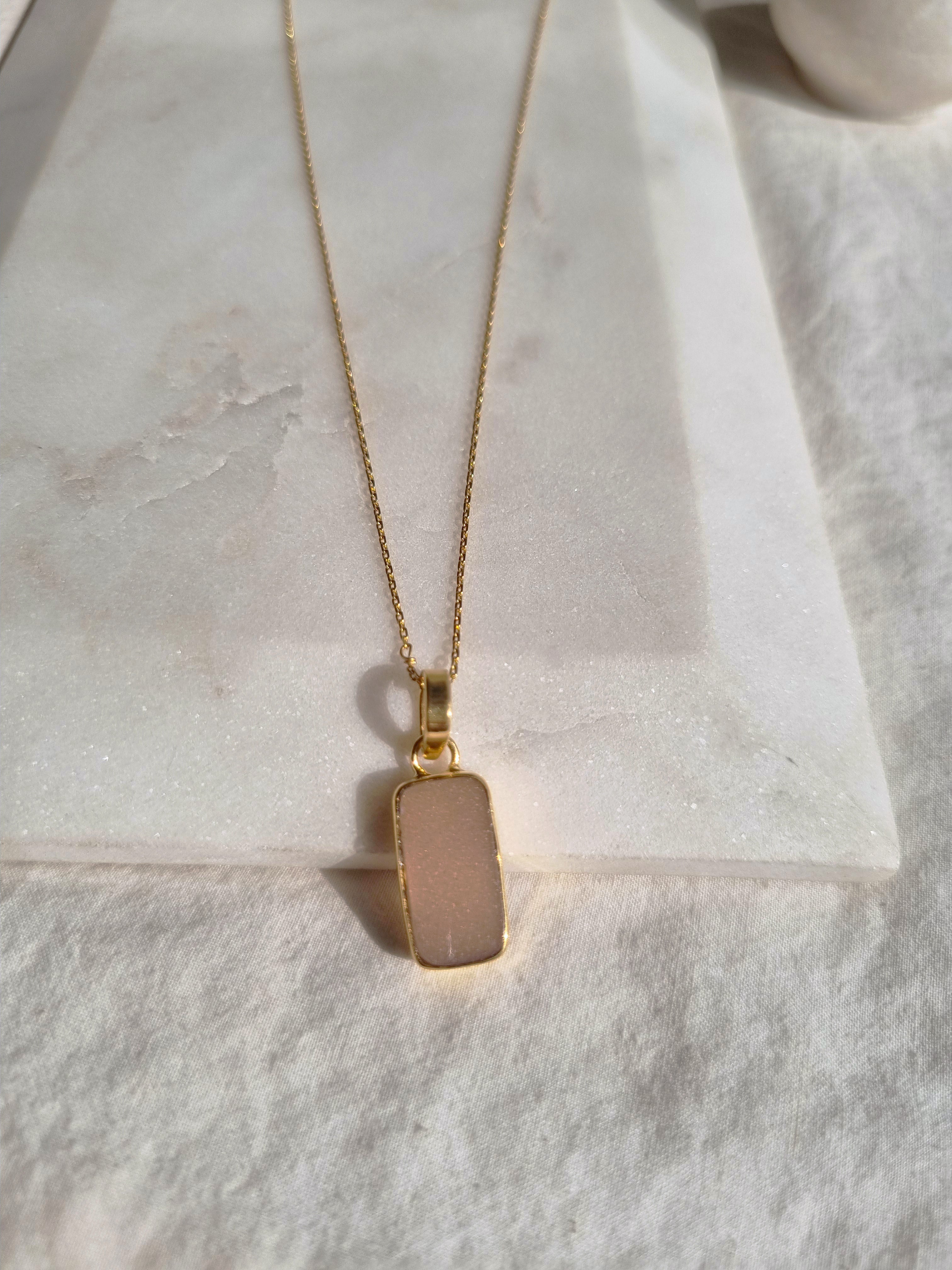 boxy - Peach Moonstone Pendant