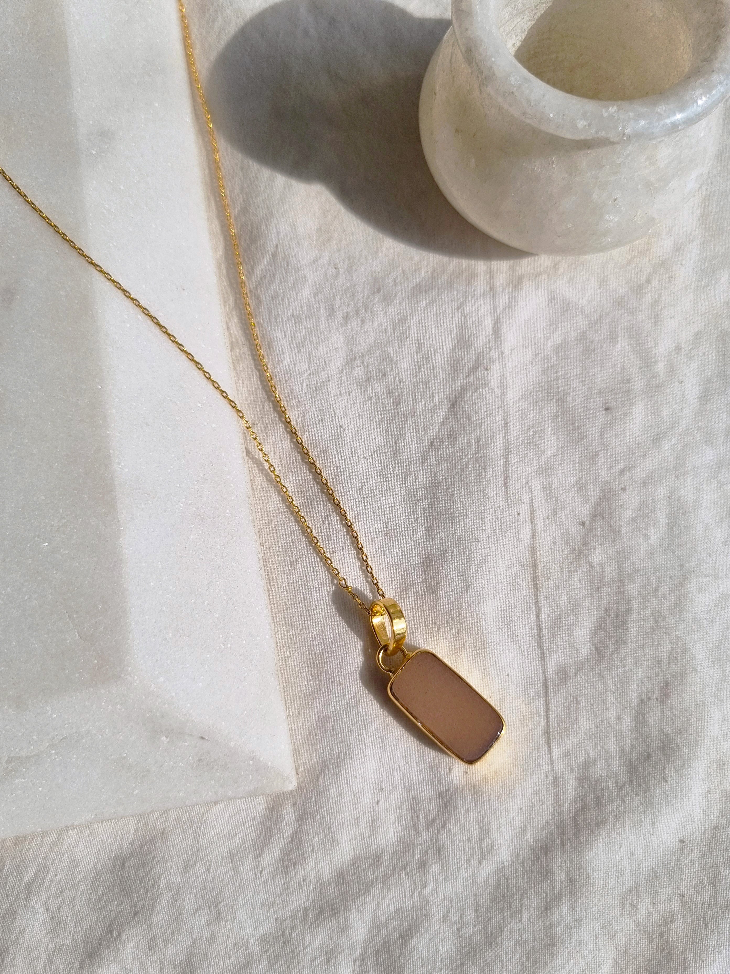 boxy - Peach Moonstone Pendant