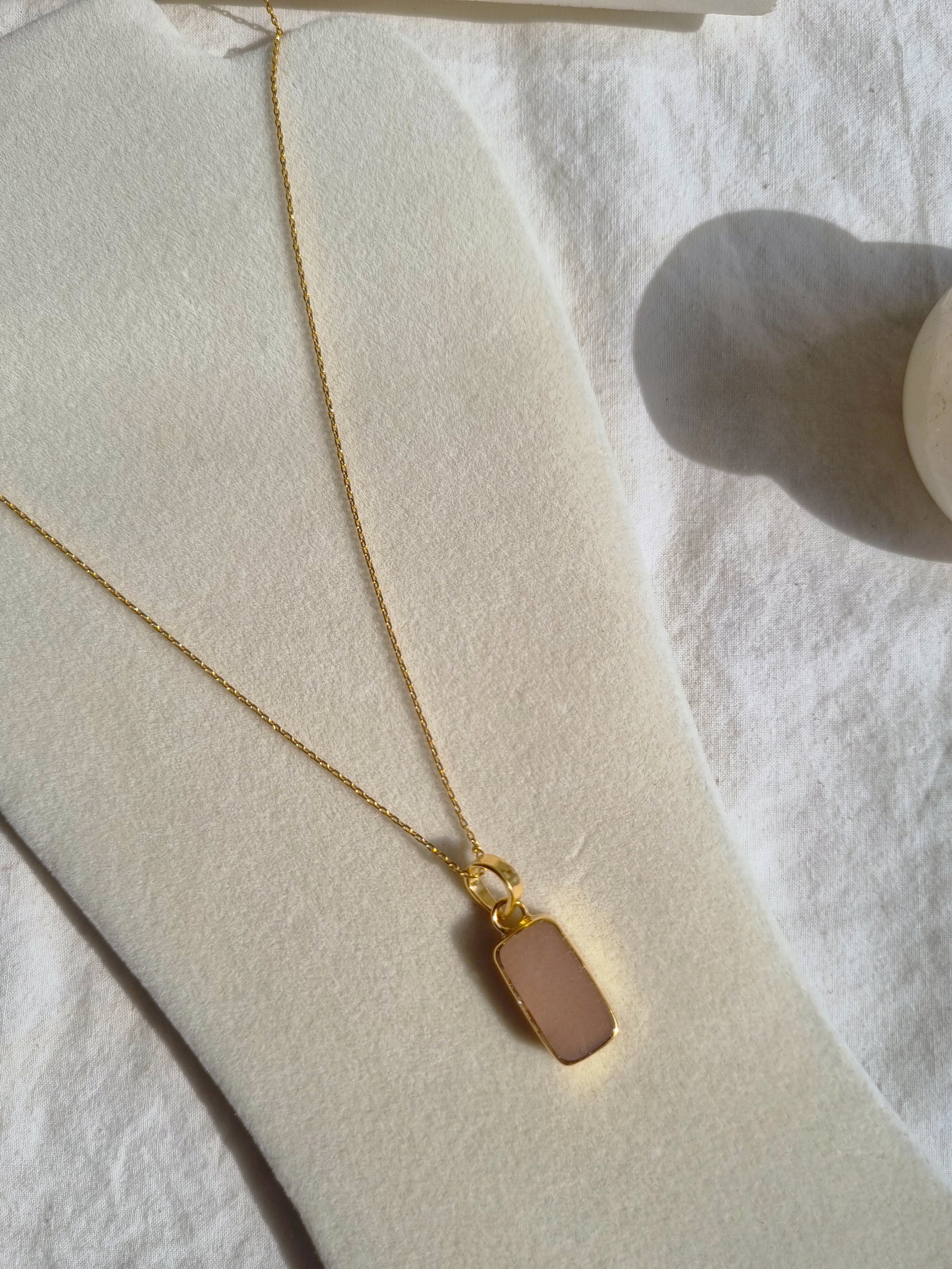 boxy - Peach Moonstone Pendant