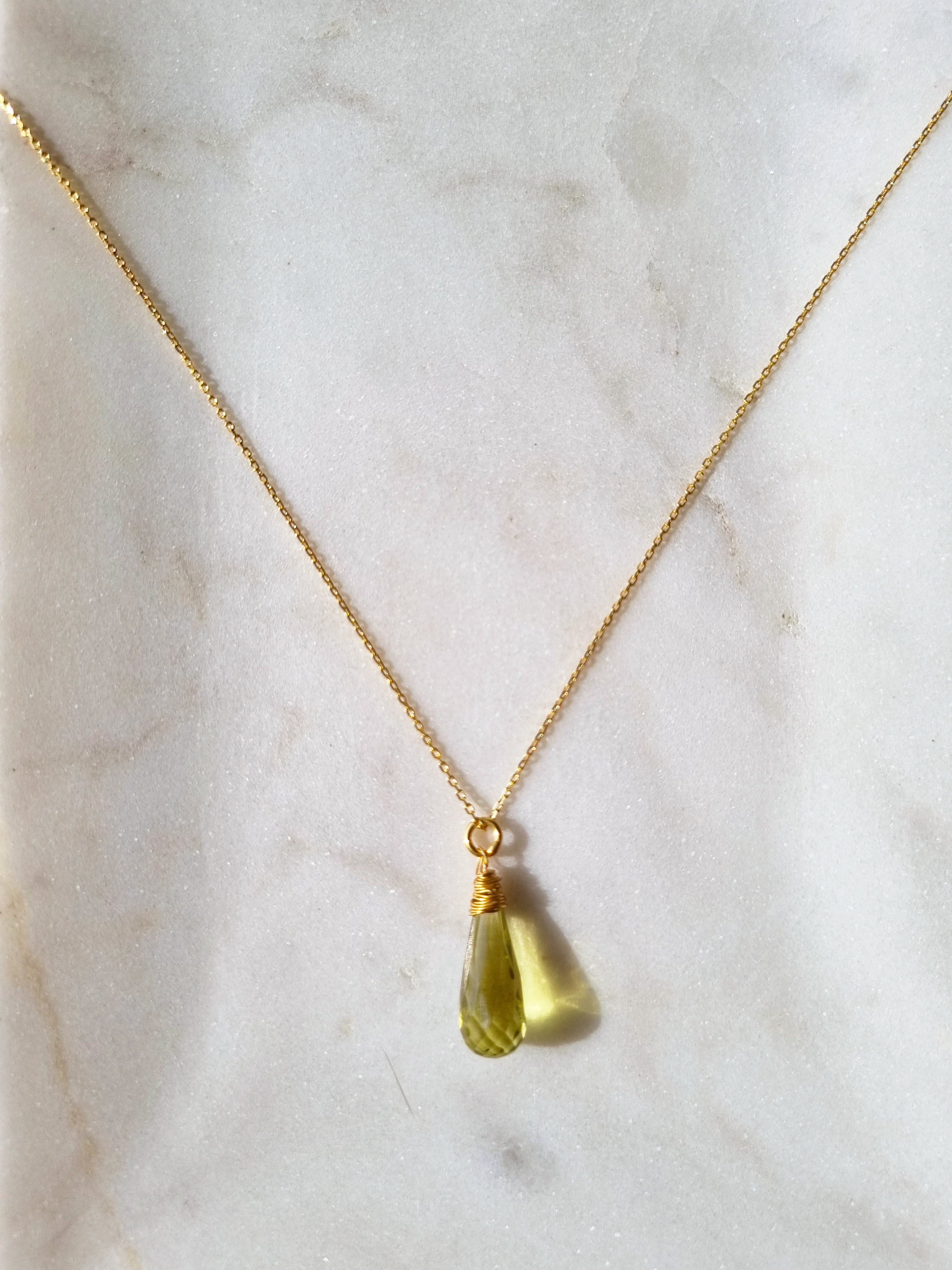 arkar - Lemon Quartz Long Teardrop Pendant