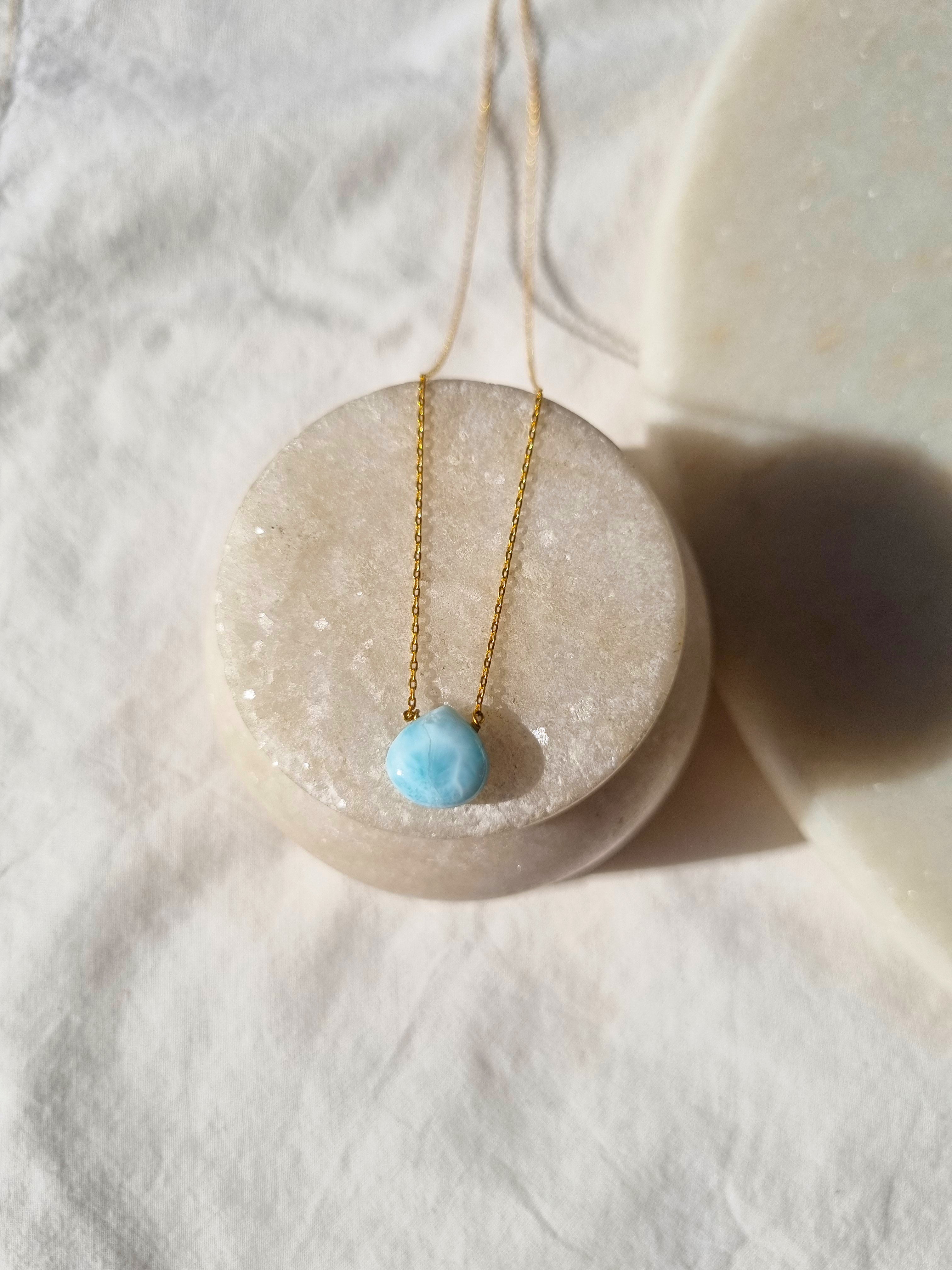 sete - Larimar Heart Shaped Drop Pendant