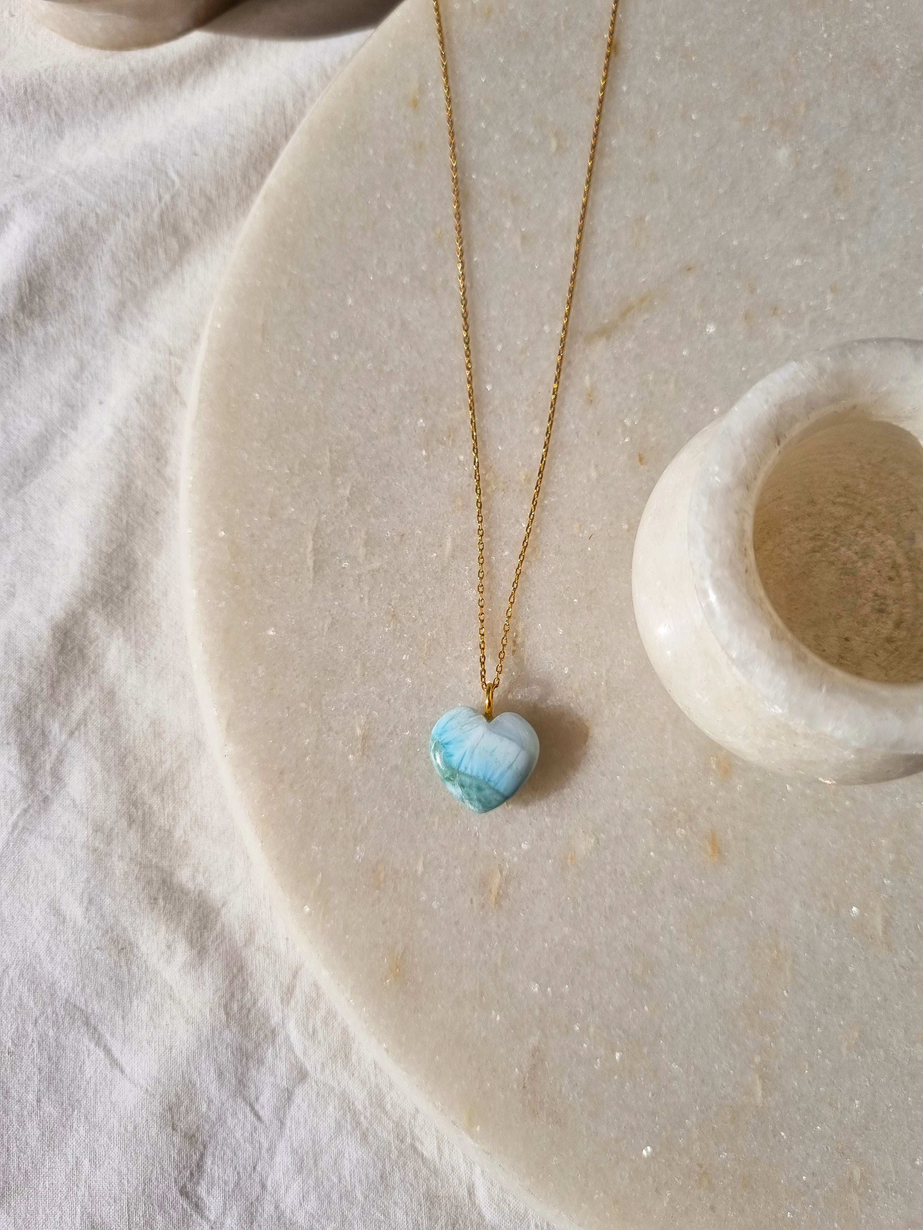 adya - Larimar Heart Pendant