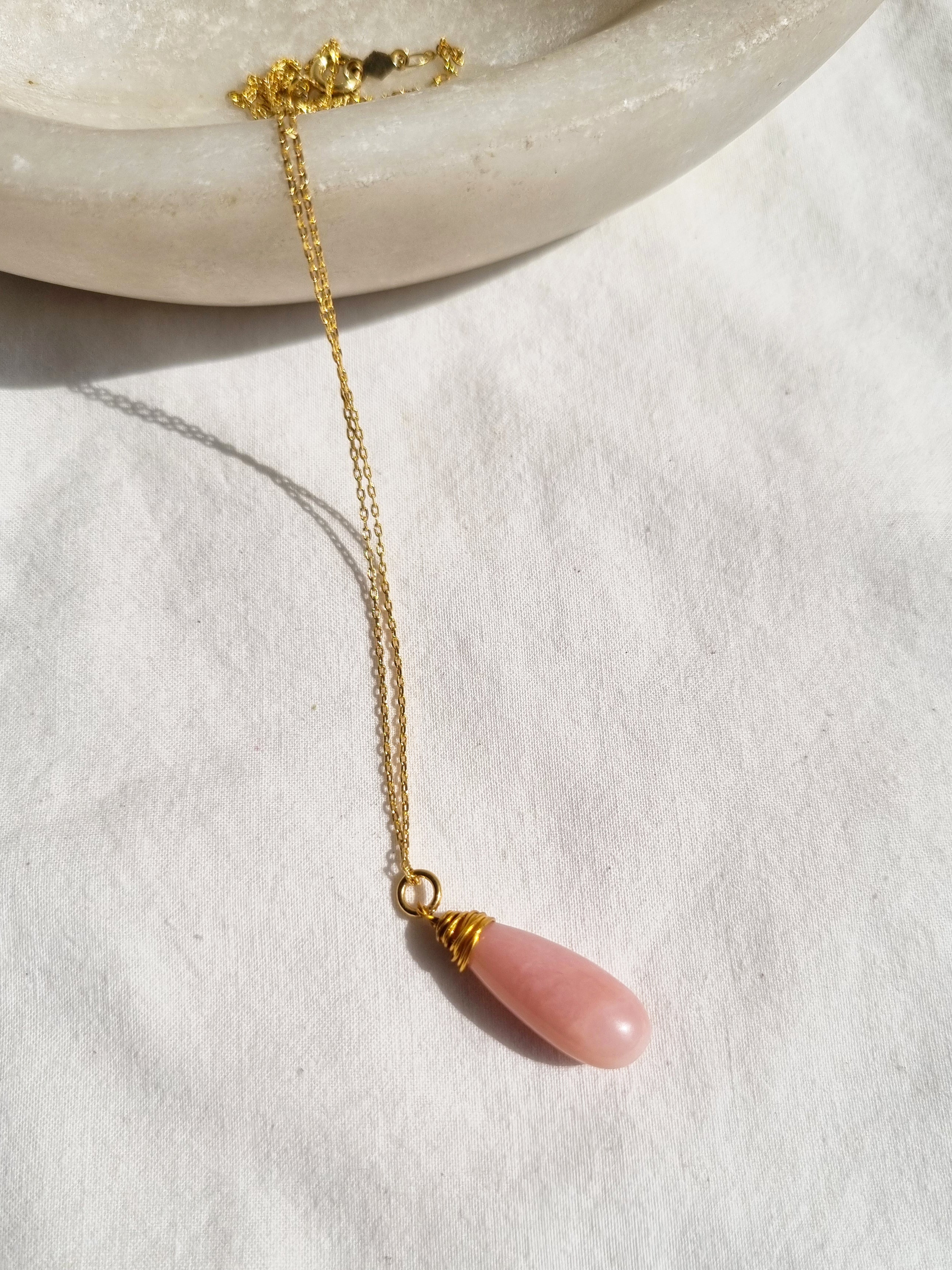 arkar - Pink Opal Long Teardrop Pendant