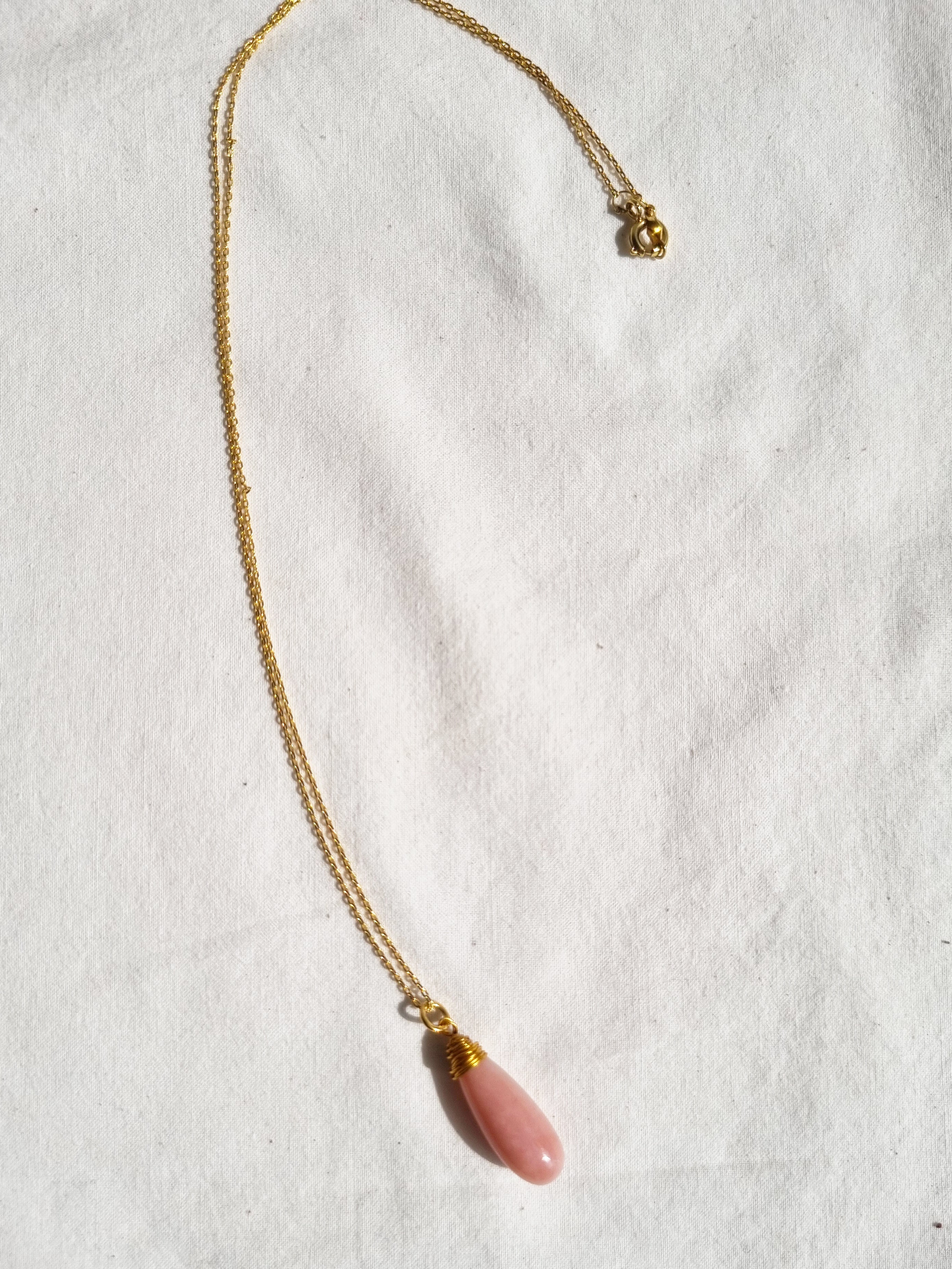 arkar - Pink Opal Long Teardrop Pendant