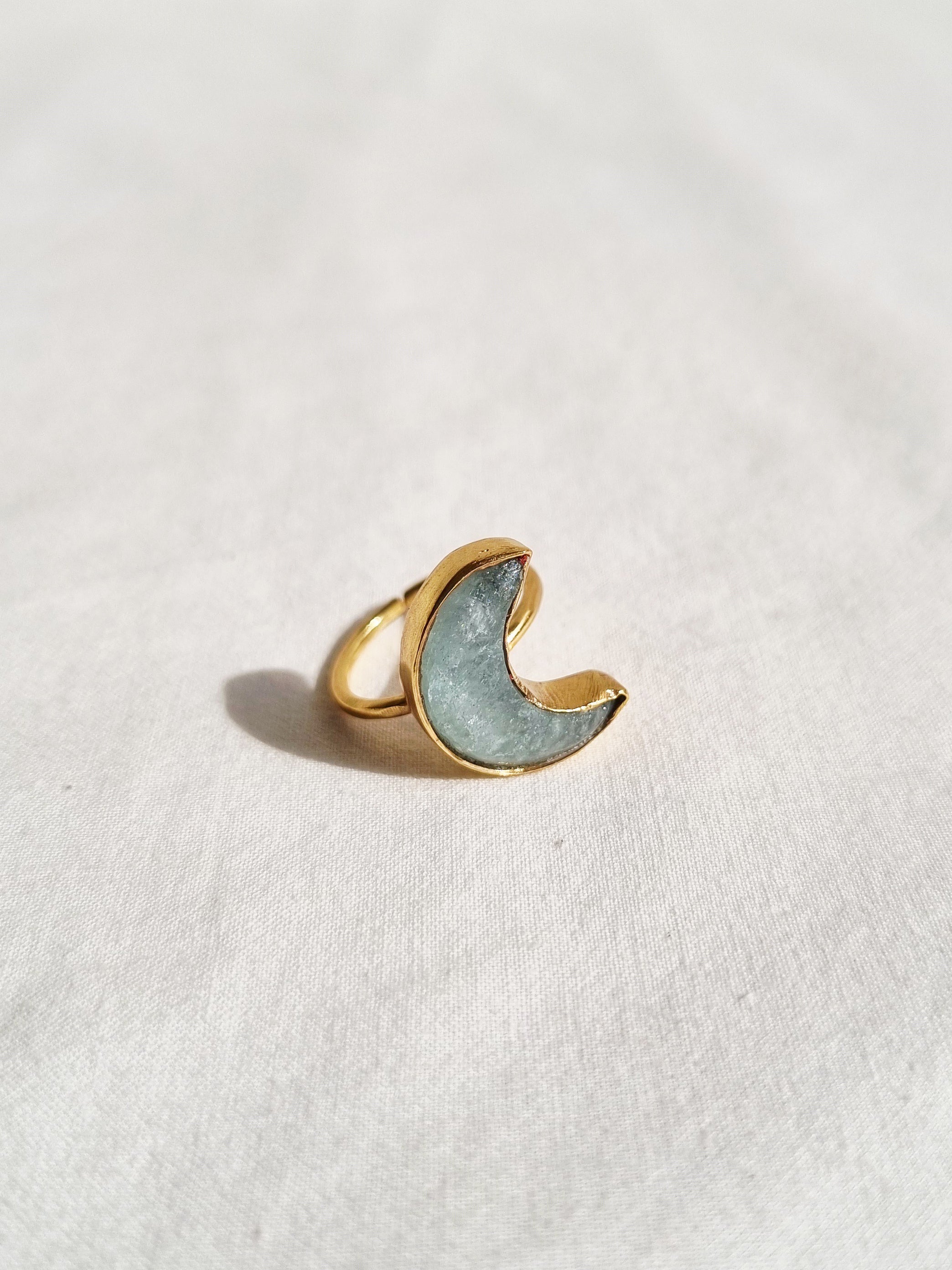 chandra - Aquamarine Luna Ring