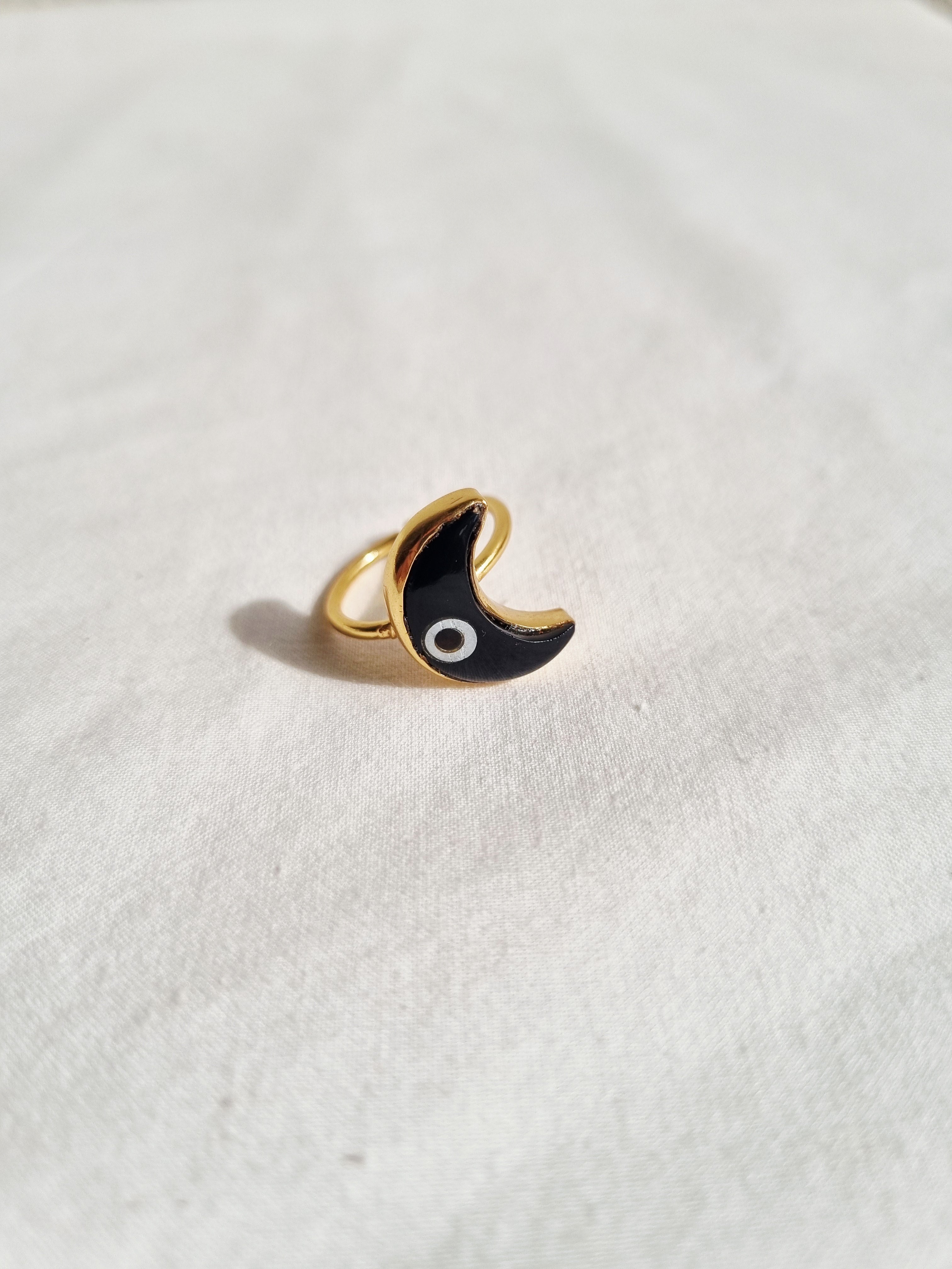 nazra - Black Evil Eye Luna Ring