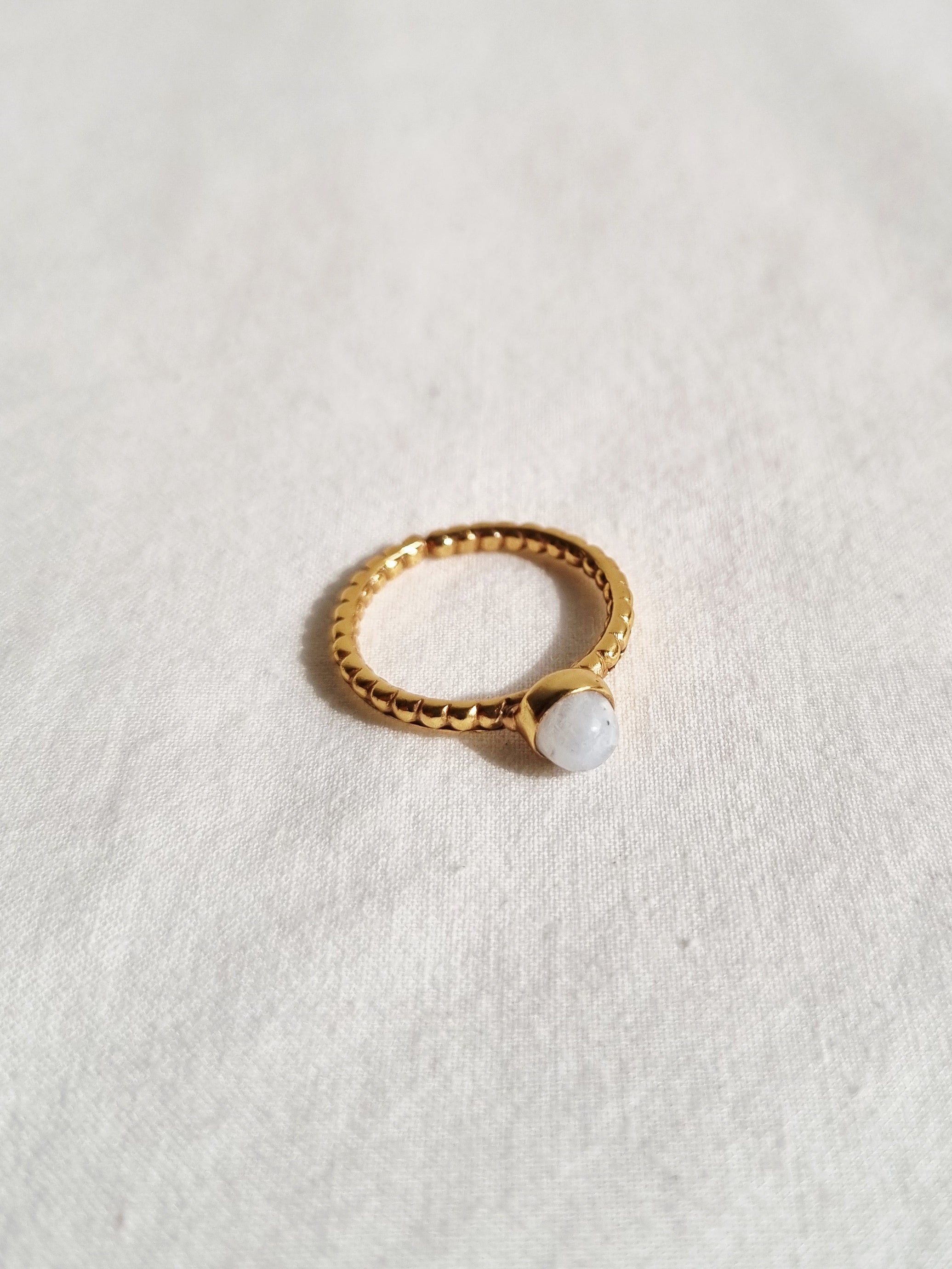 sukra - Rainbow Moonstone Venus Ring