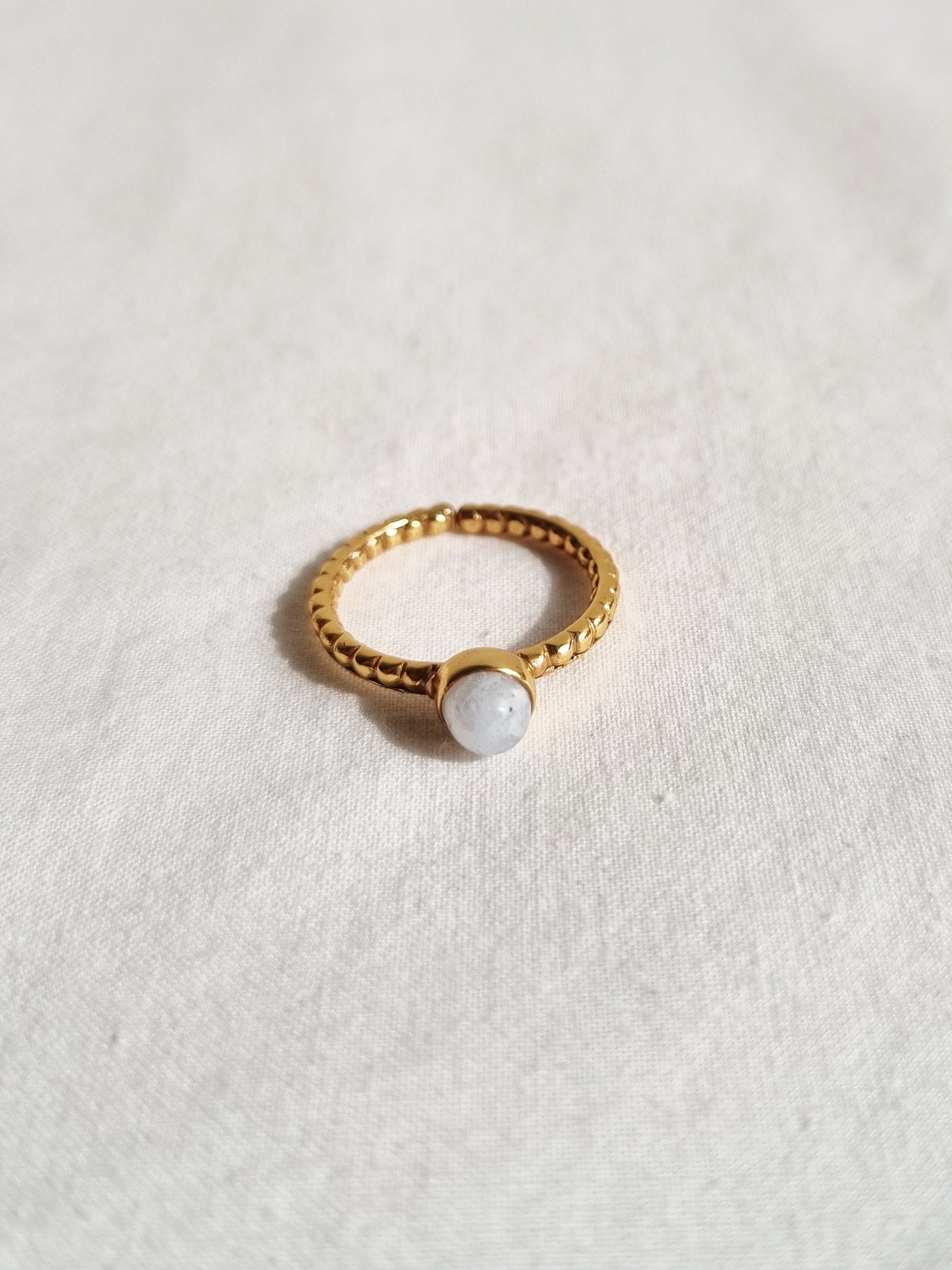 sukra - Rainbow Moonstone Venus Ring