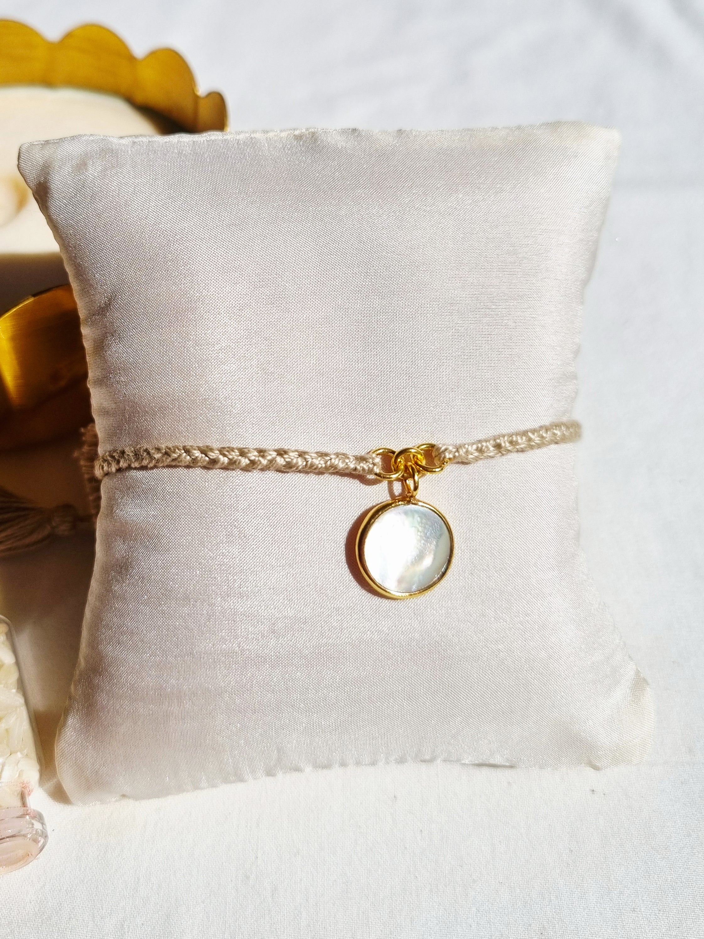 matsya - Mother of Pearl Round Charm Rakhi
