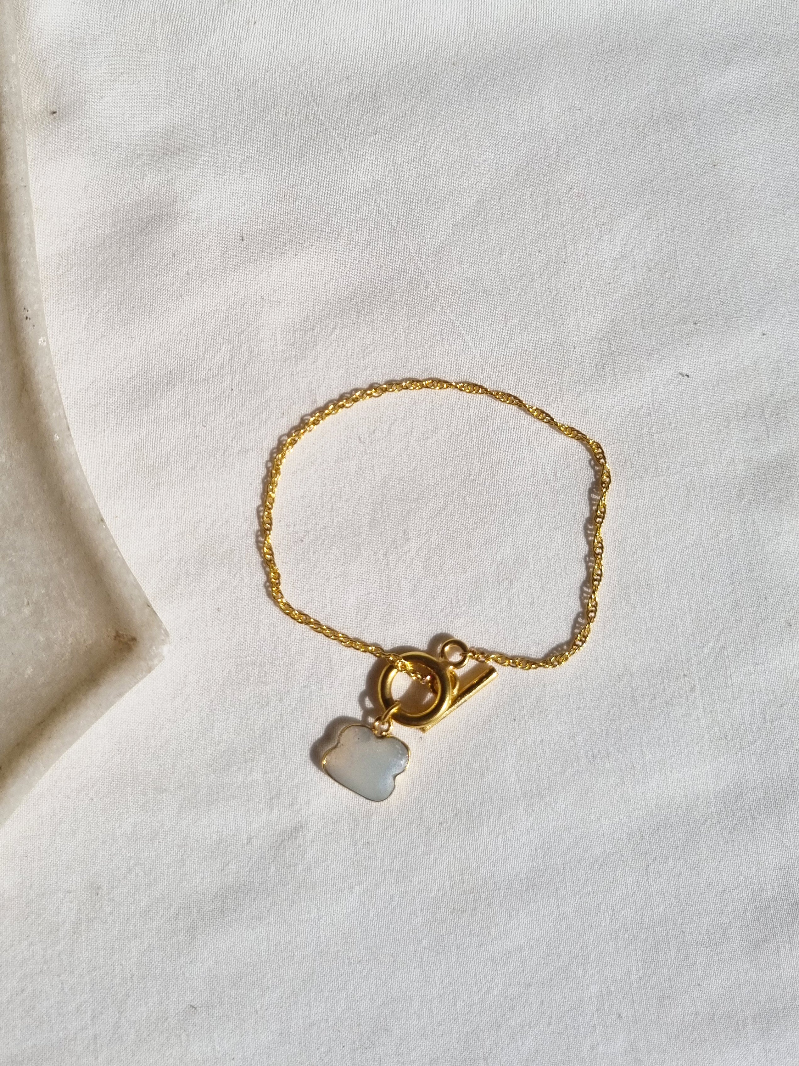 amegh- White Moonstone Cloud Toggle Bracelet