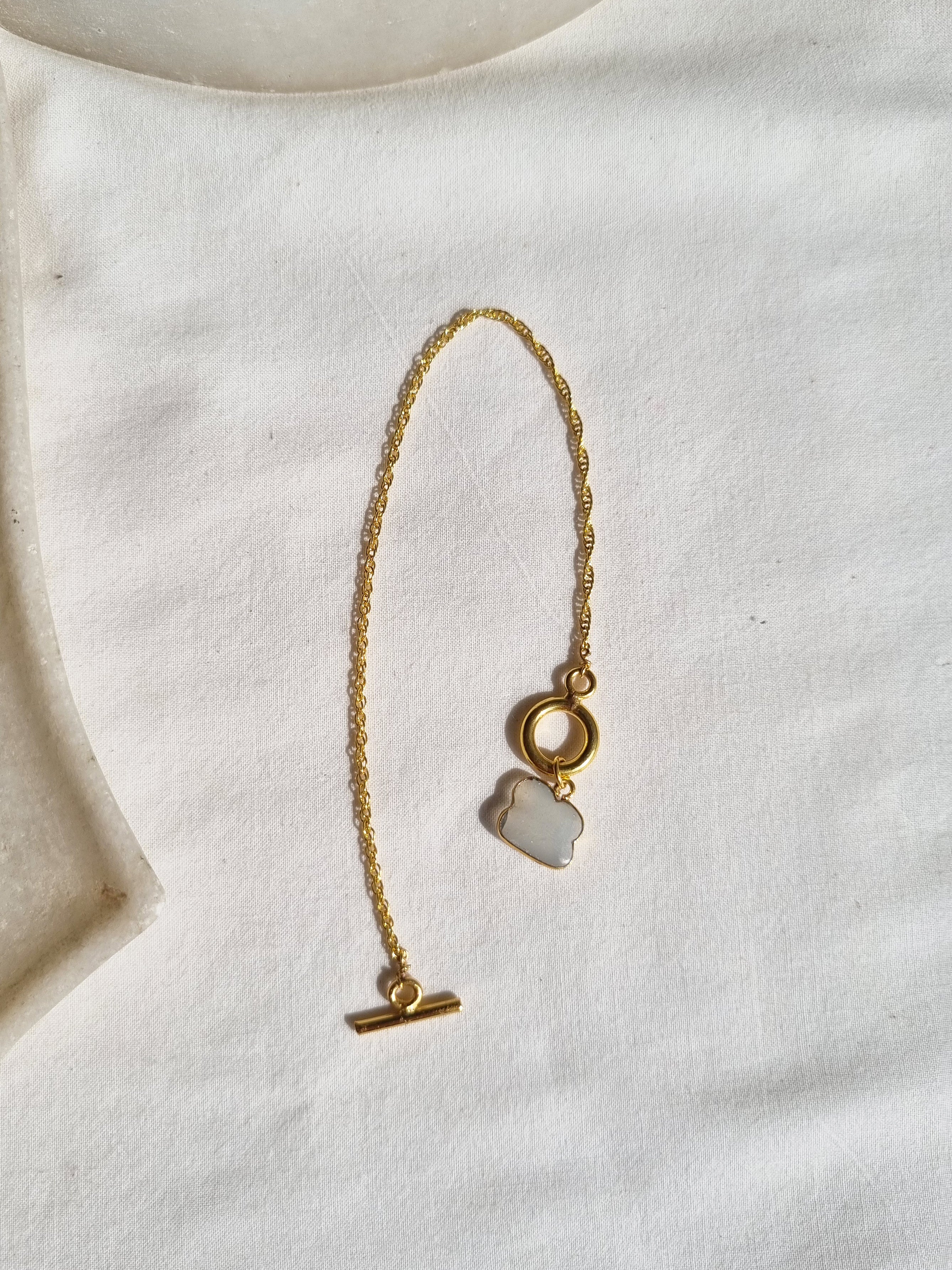 amegh- White Moonstone Cloud Toggle Bracelet
