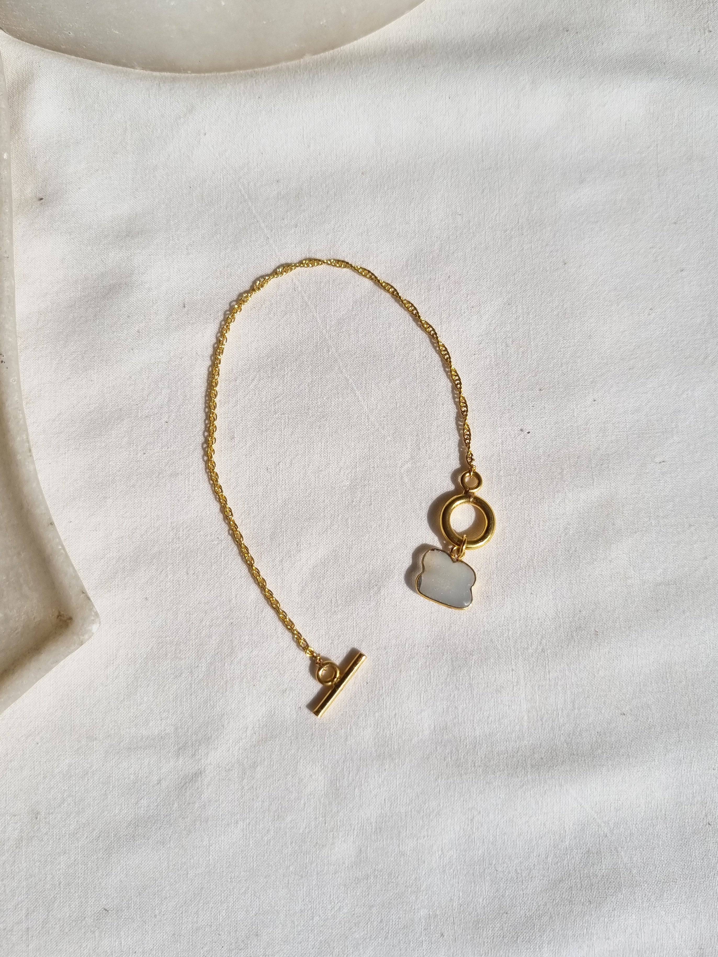 amegh- White Moonstone Cloud Toggle Bracelet