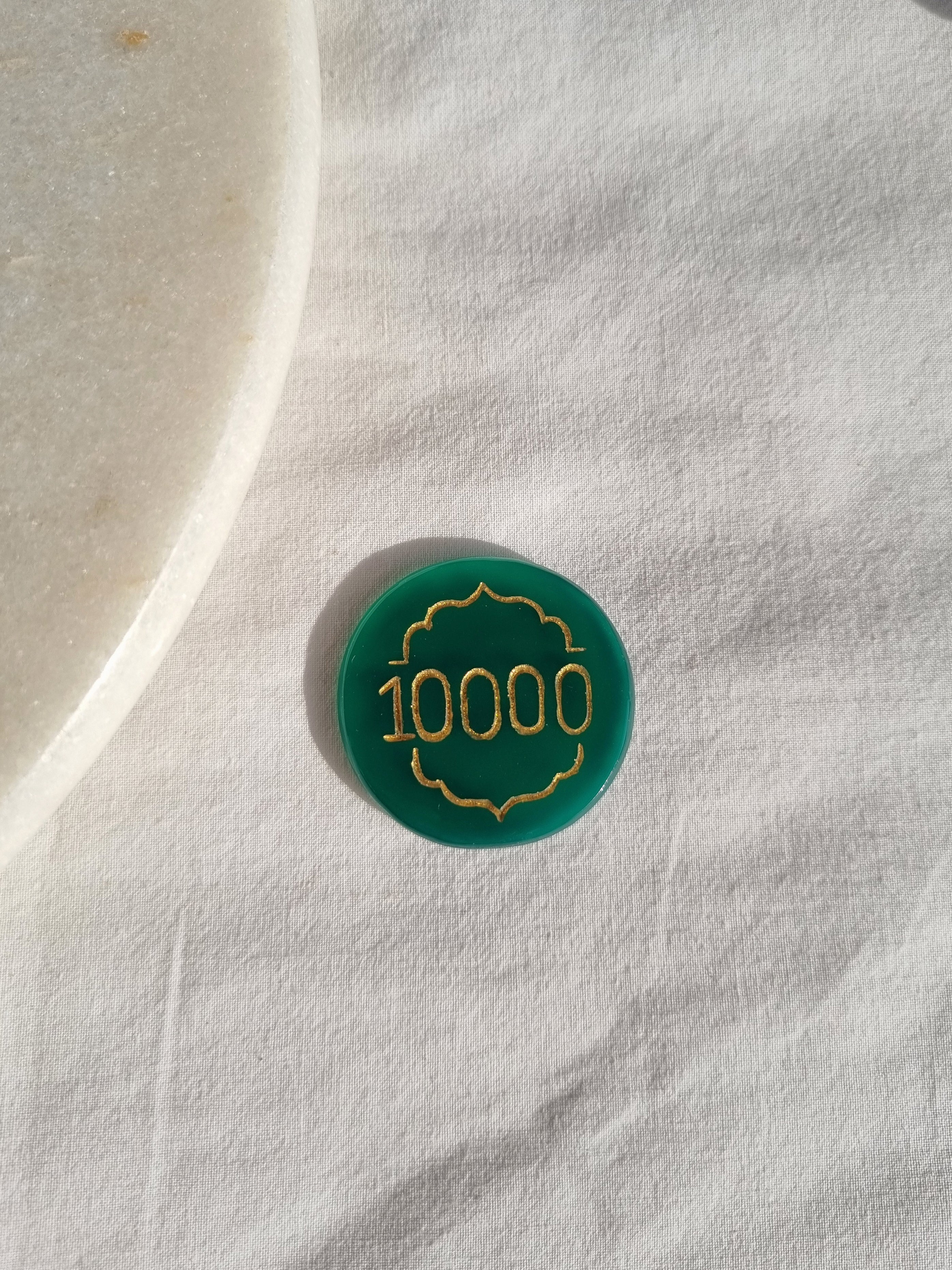 Mughal Poker Chip in Green Onyx