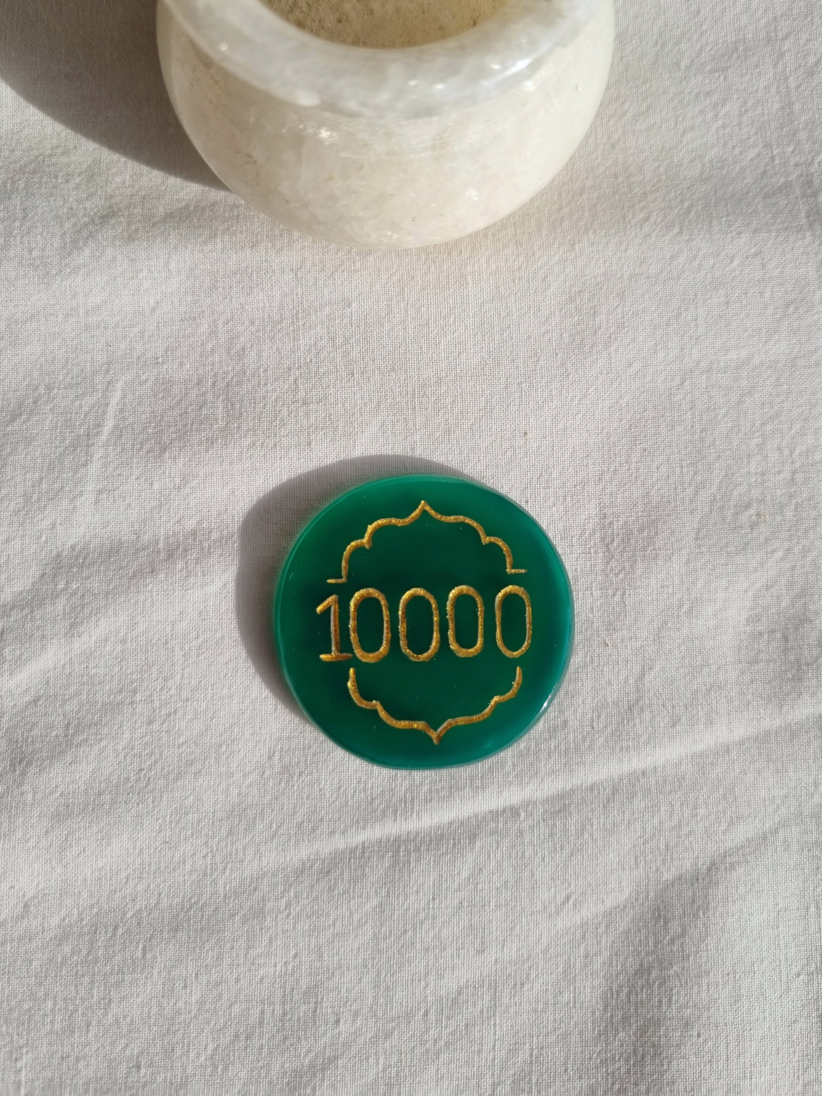 Mughal Poker Chip in Green Onyx