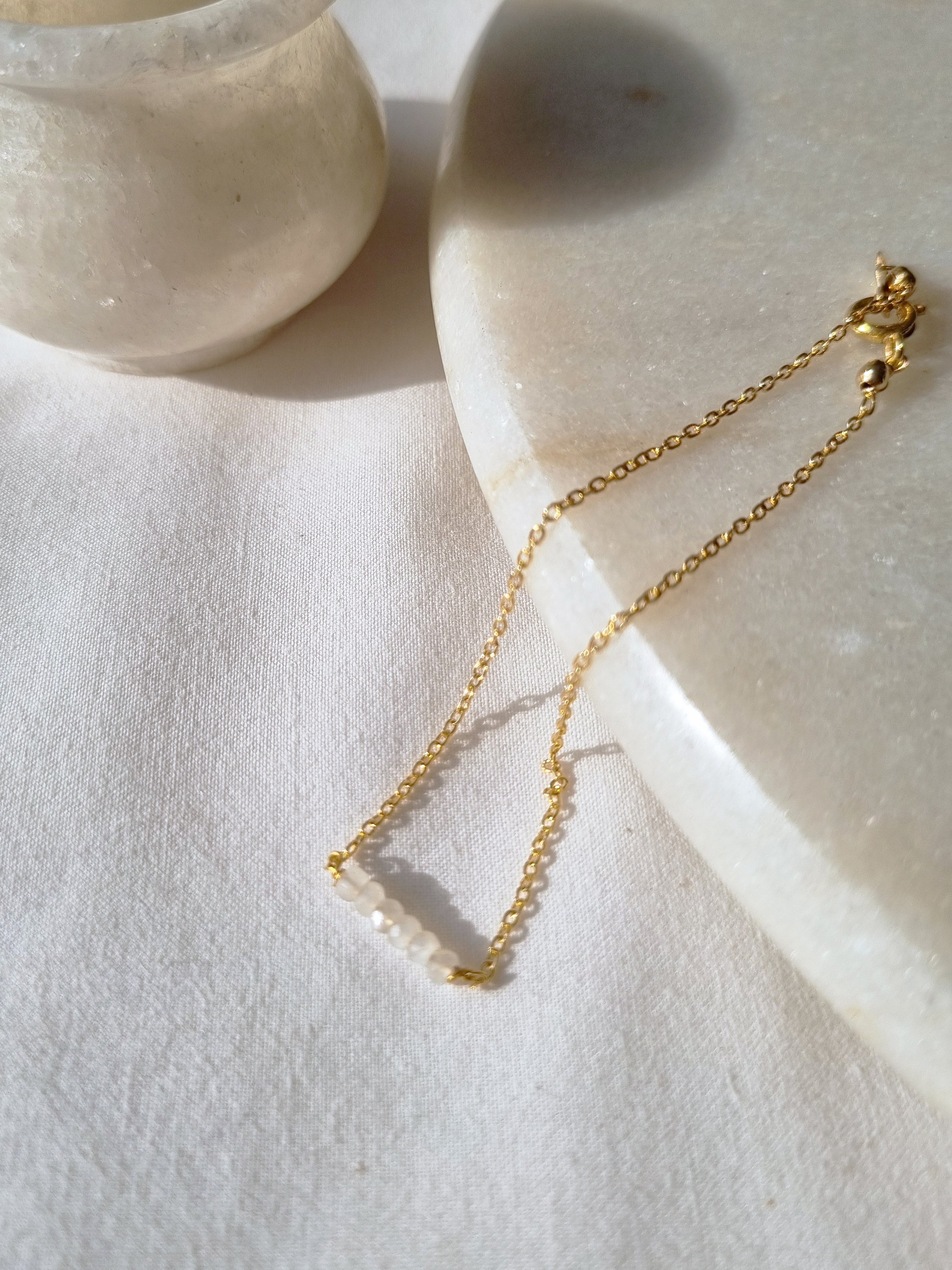 entilae - White Moonstone Baati Bar Bracelet