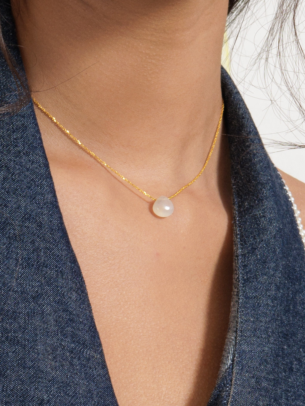 sete - White Moonstone Heart Shaped Drop