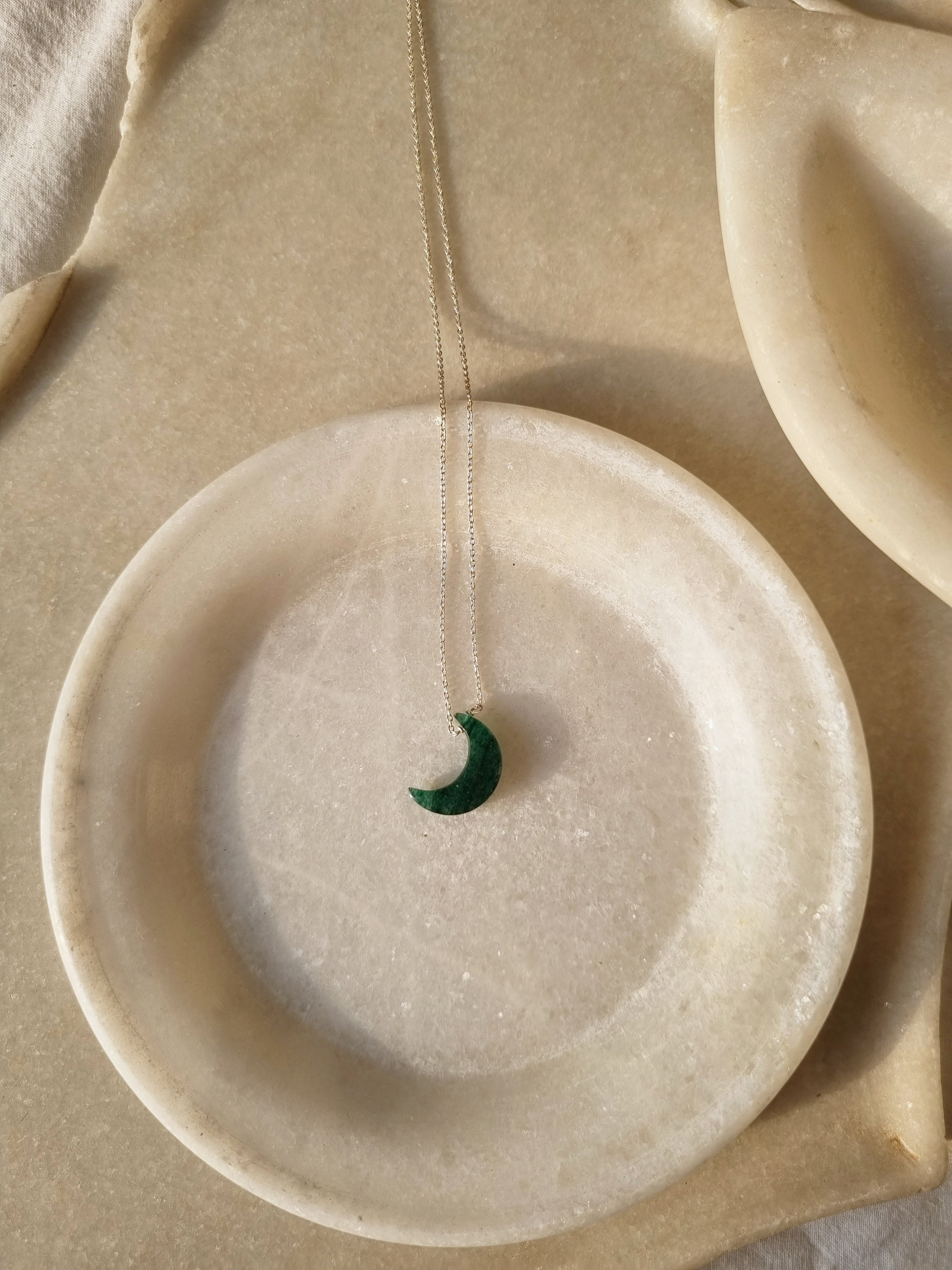 adhva - Green Aventurine Luna Pendant