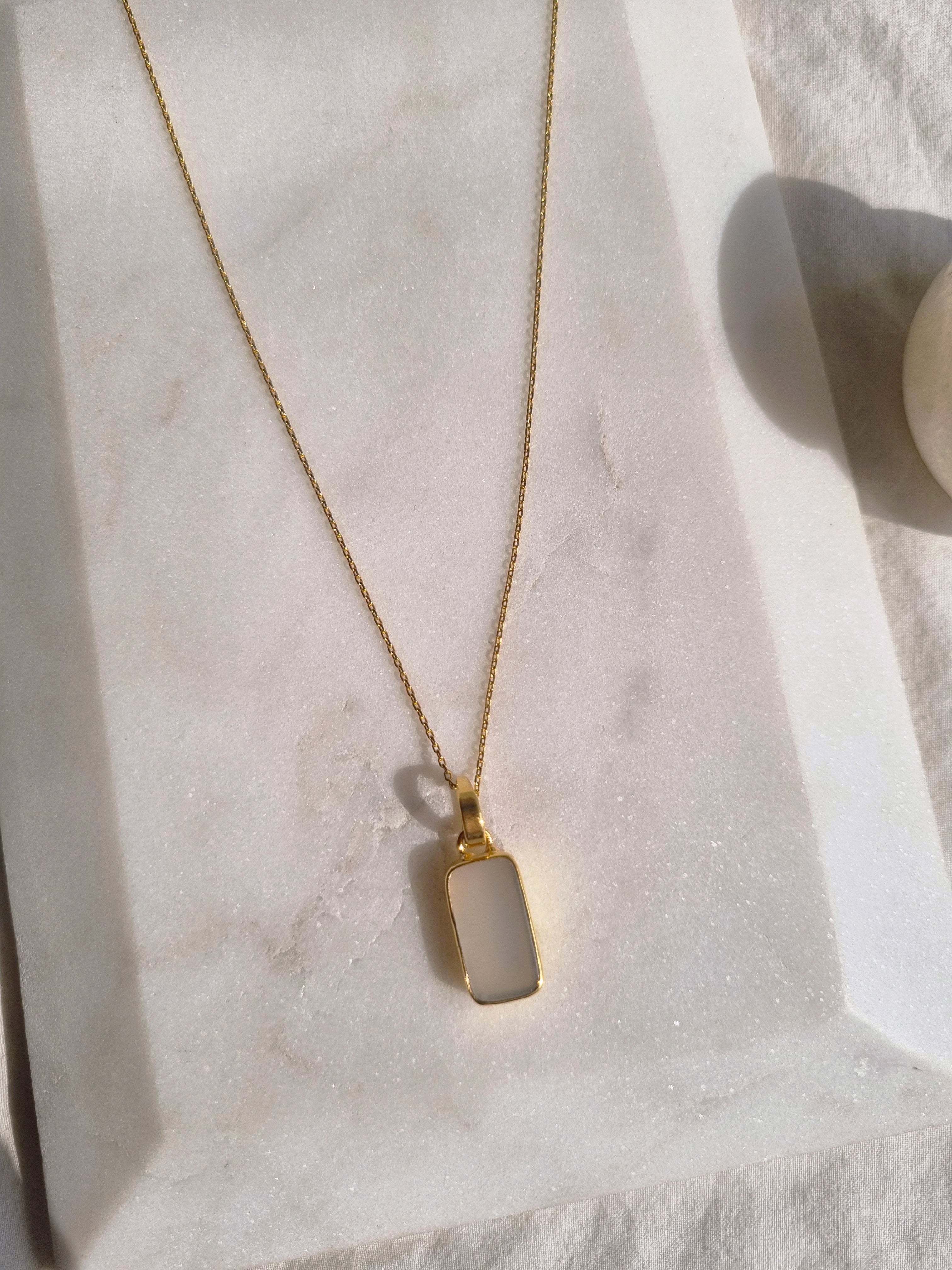 boxy - White Moonstone Pendant