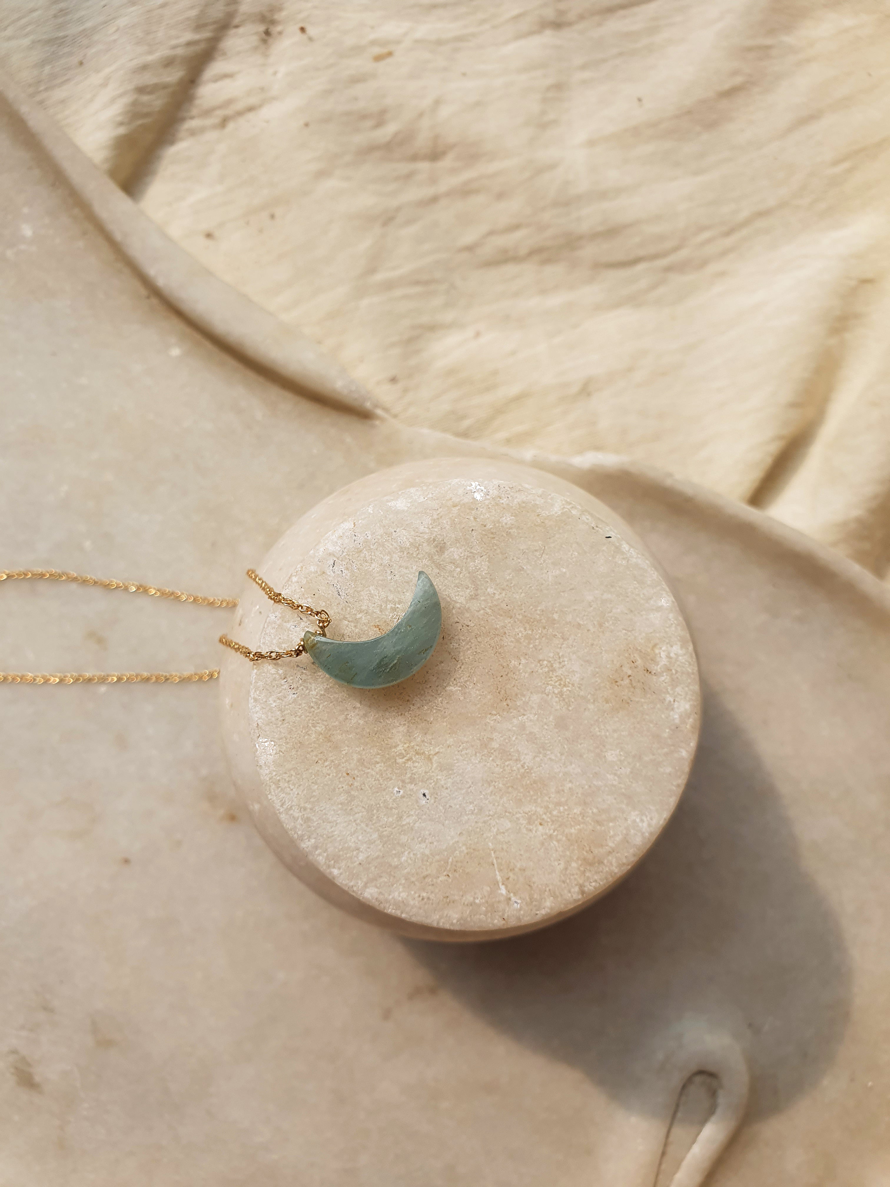 adhva - Aquamarine Luna Pendant