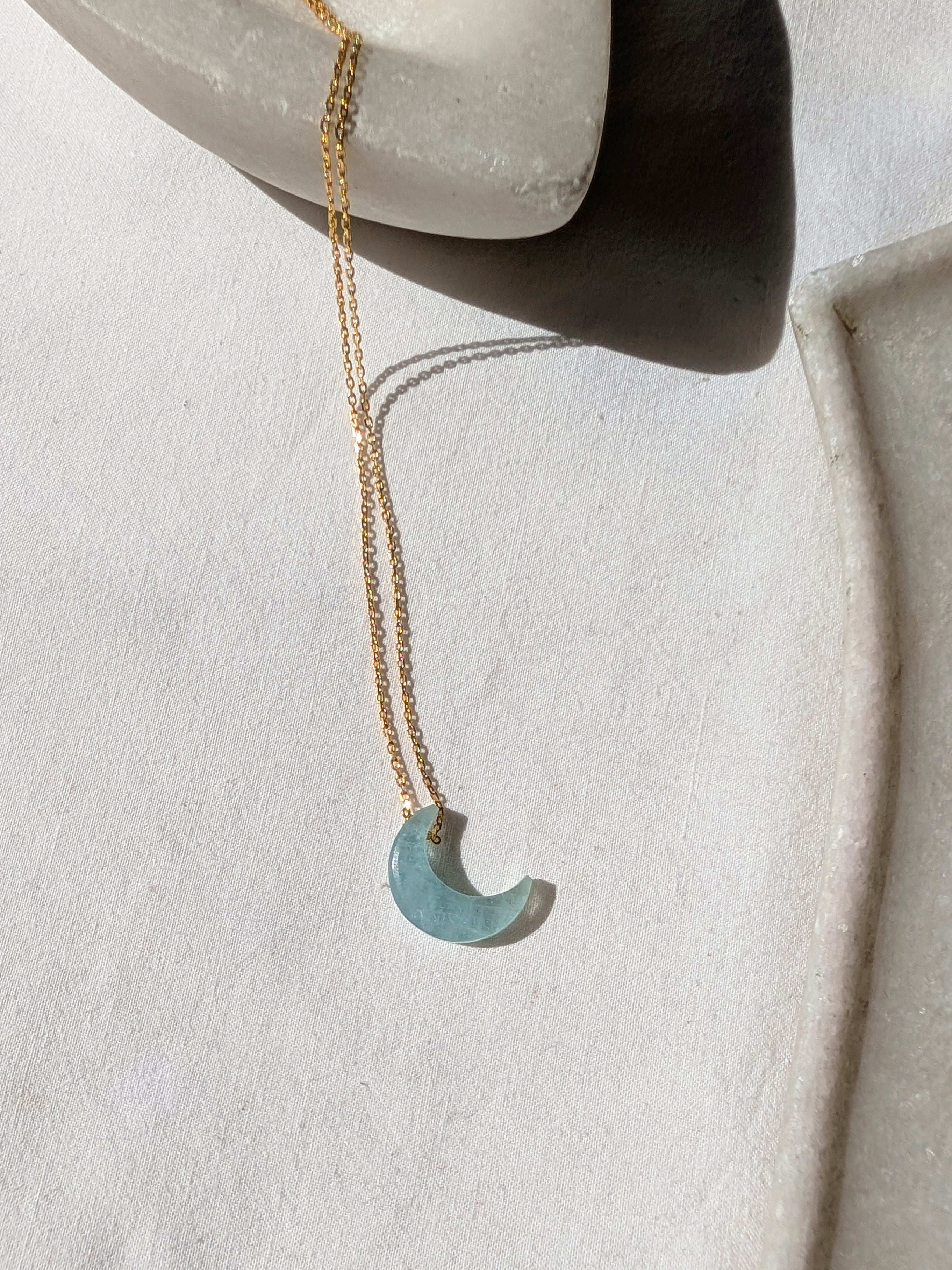 adhva - Aquamarine Luna Pendant