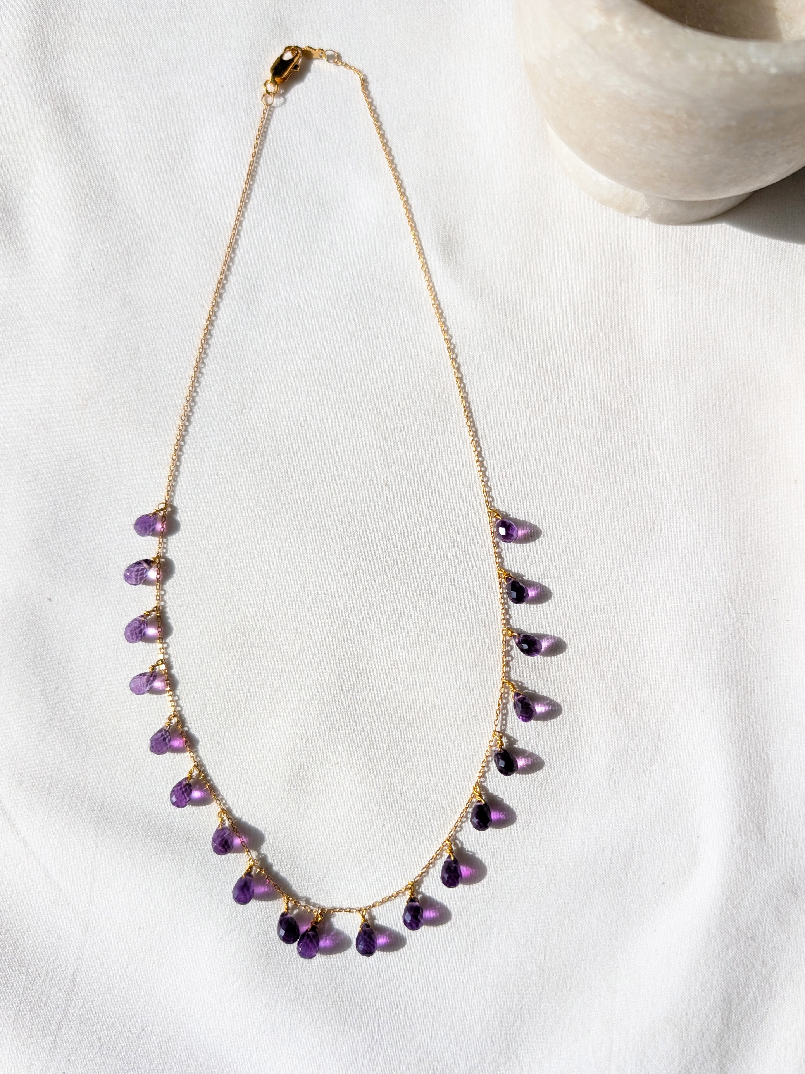 visna - Amethyst Tear shaped Drop Choker