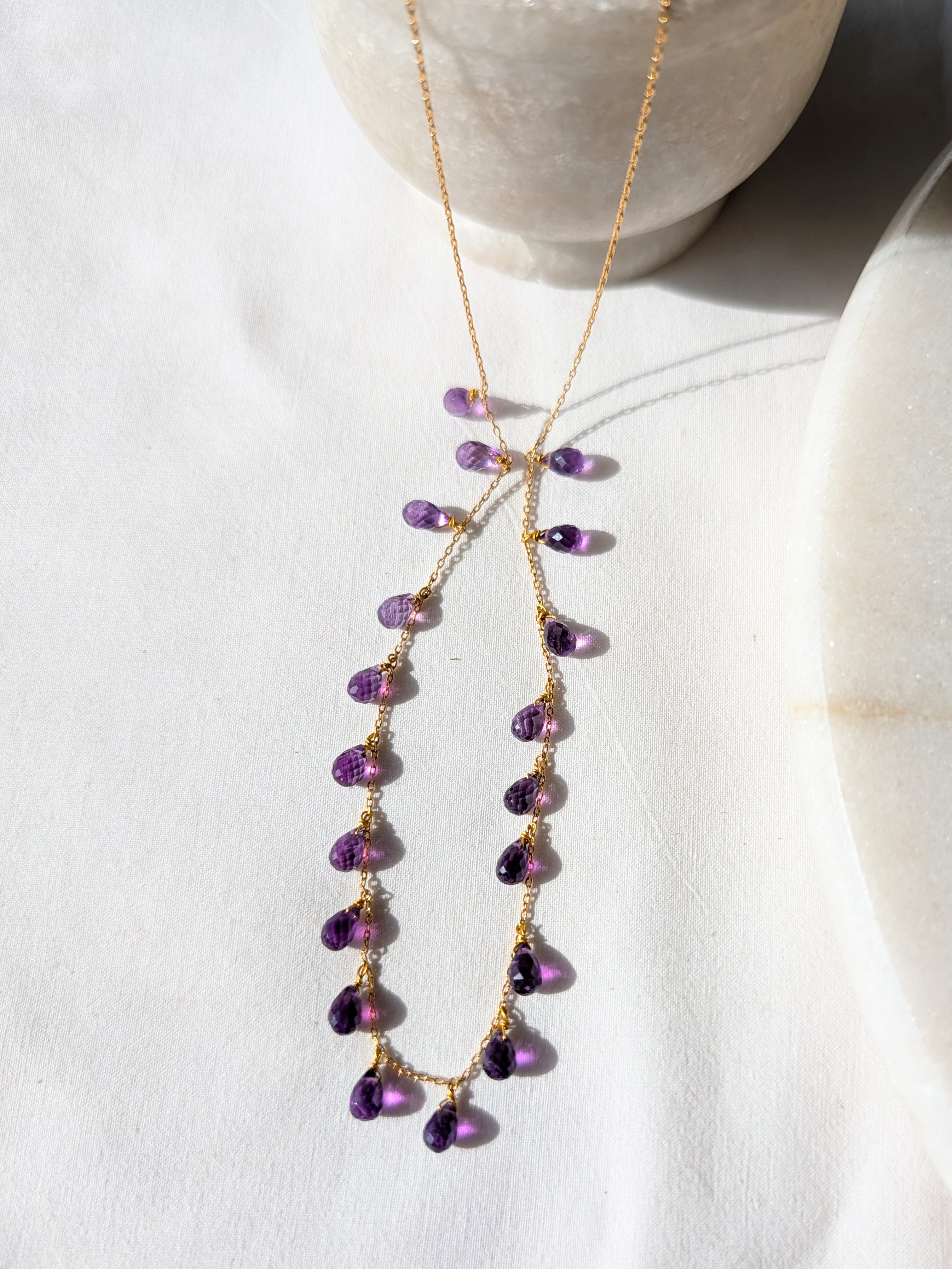 visna - Amethyst Tear shaped Drop Choker