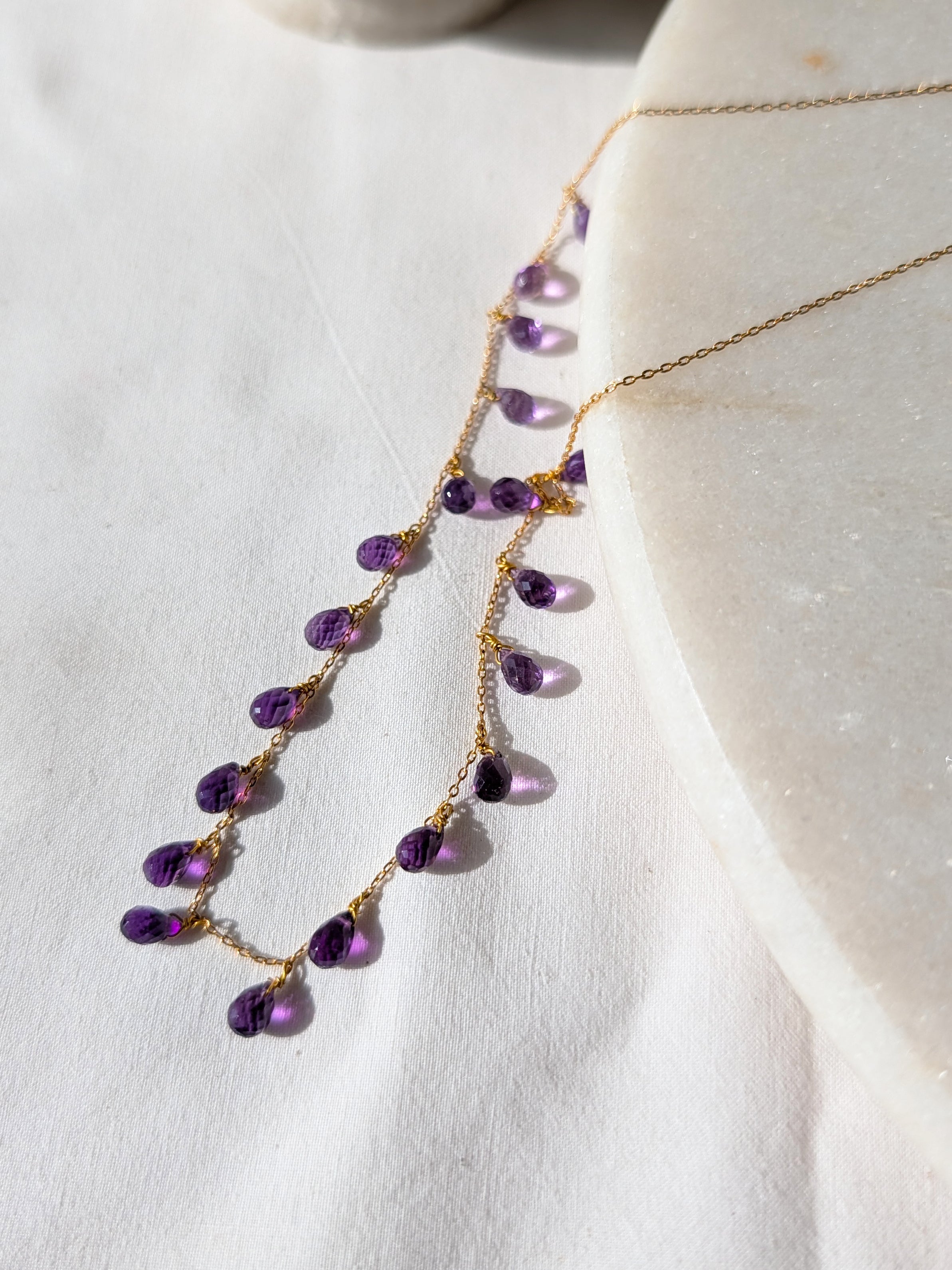 visna - Amethyst Tear shaped Drop Choker