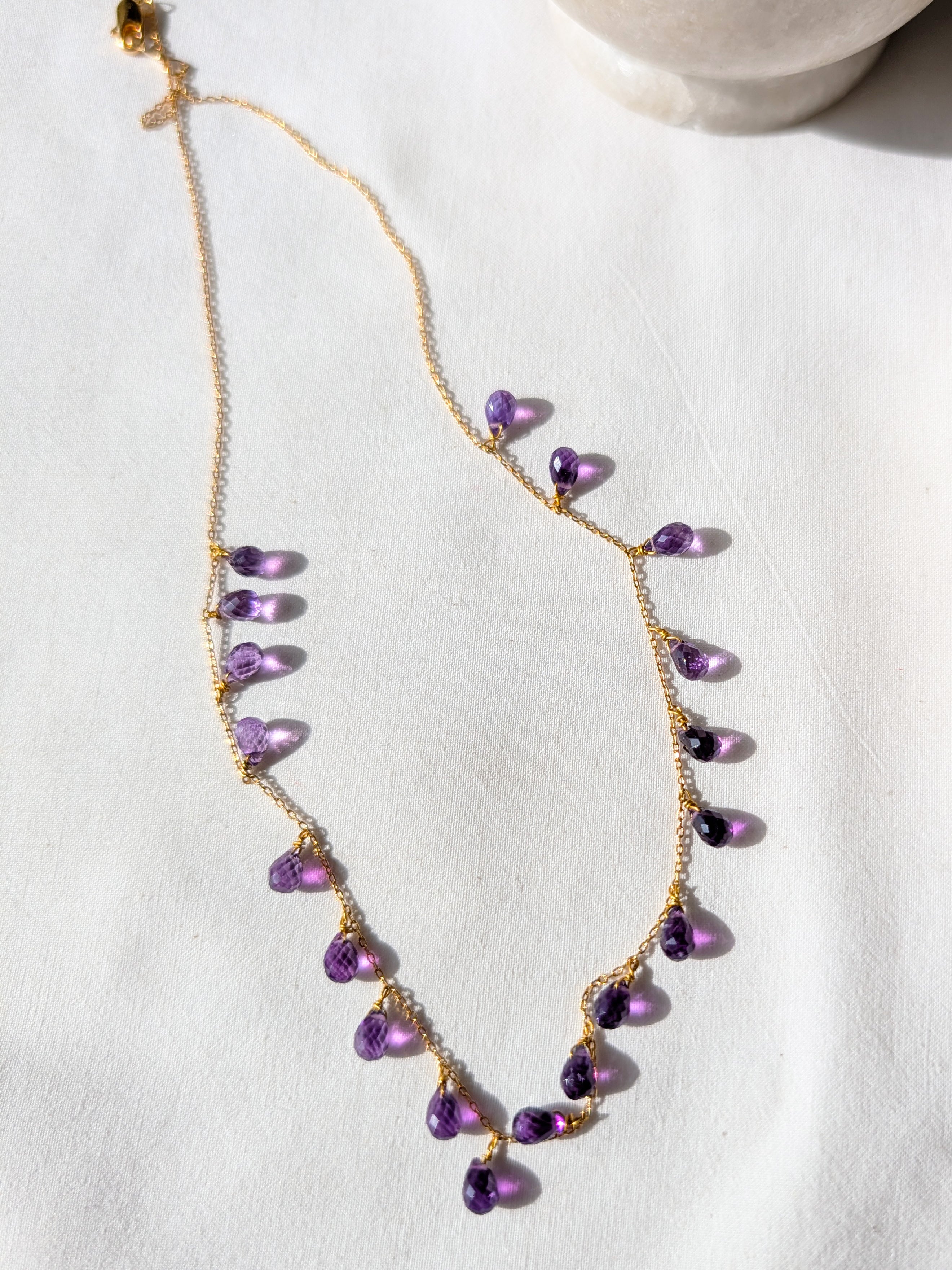 visna - Amethyst Tear shaped Drop Choker