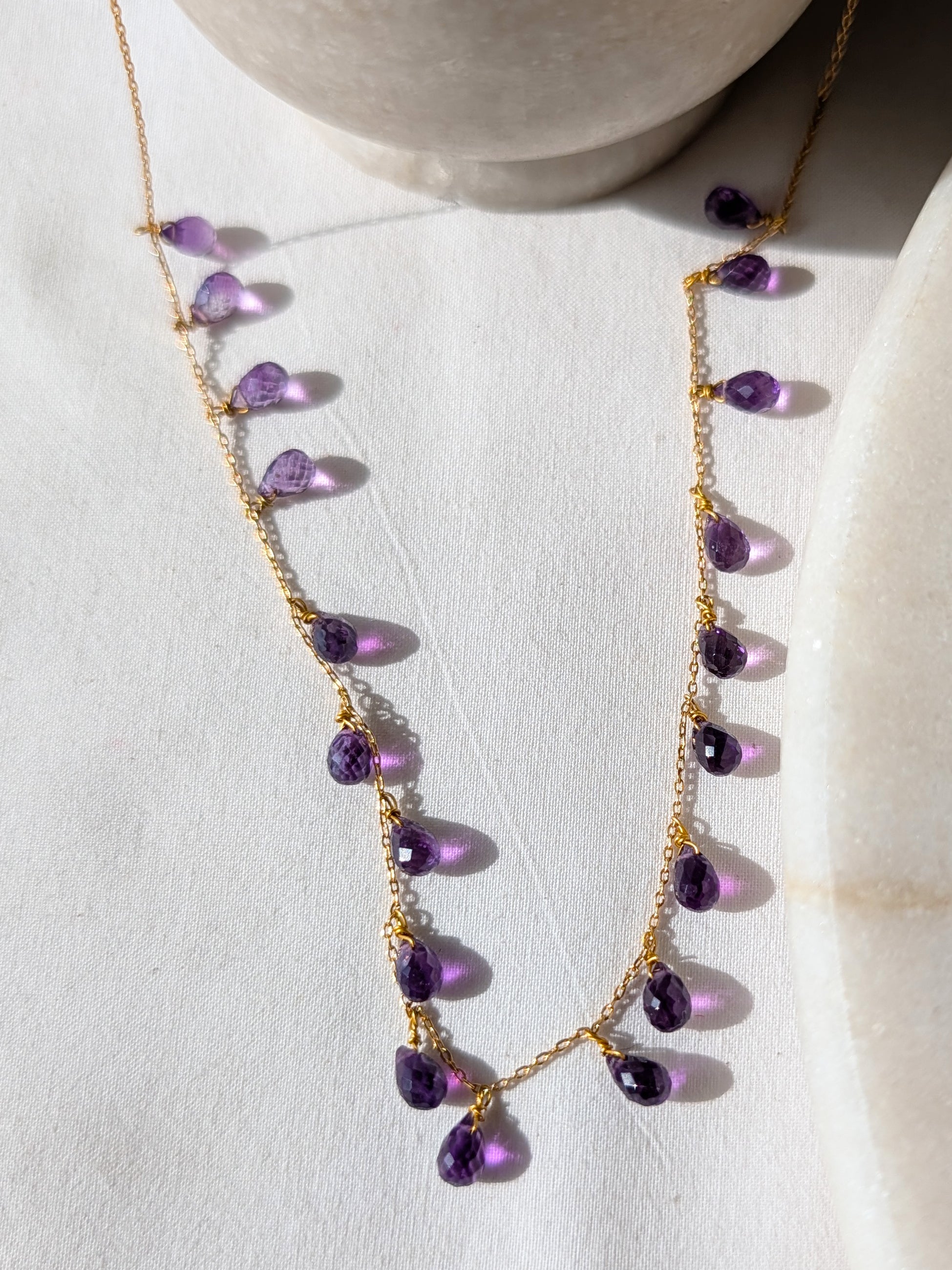 visna - Amethyst Tear shaped Drop Choker