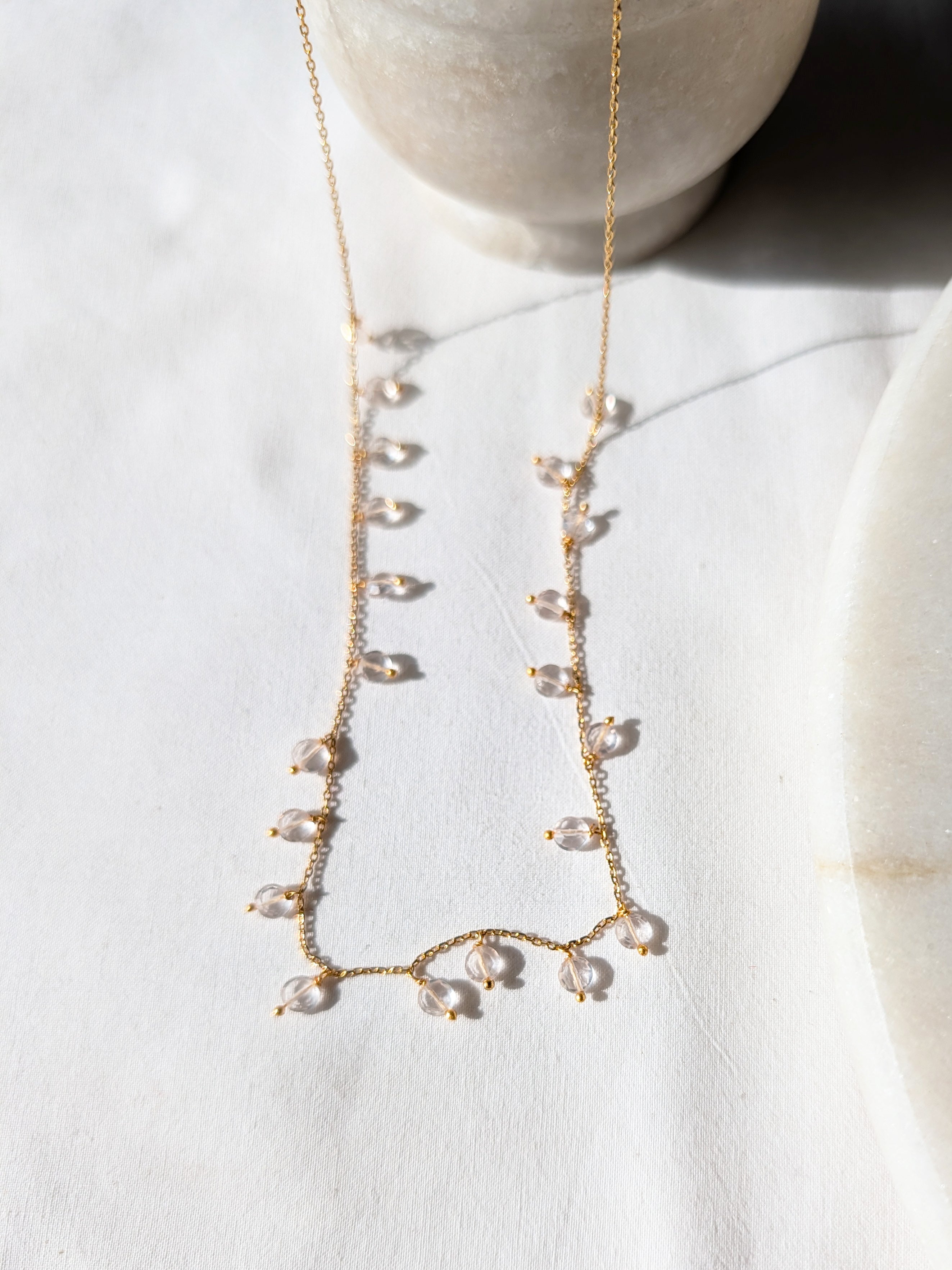 hrasva - Rose Quartz Coin Choker