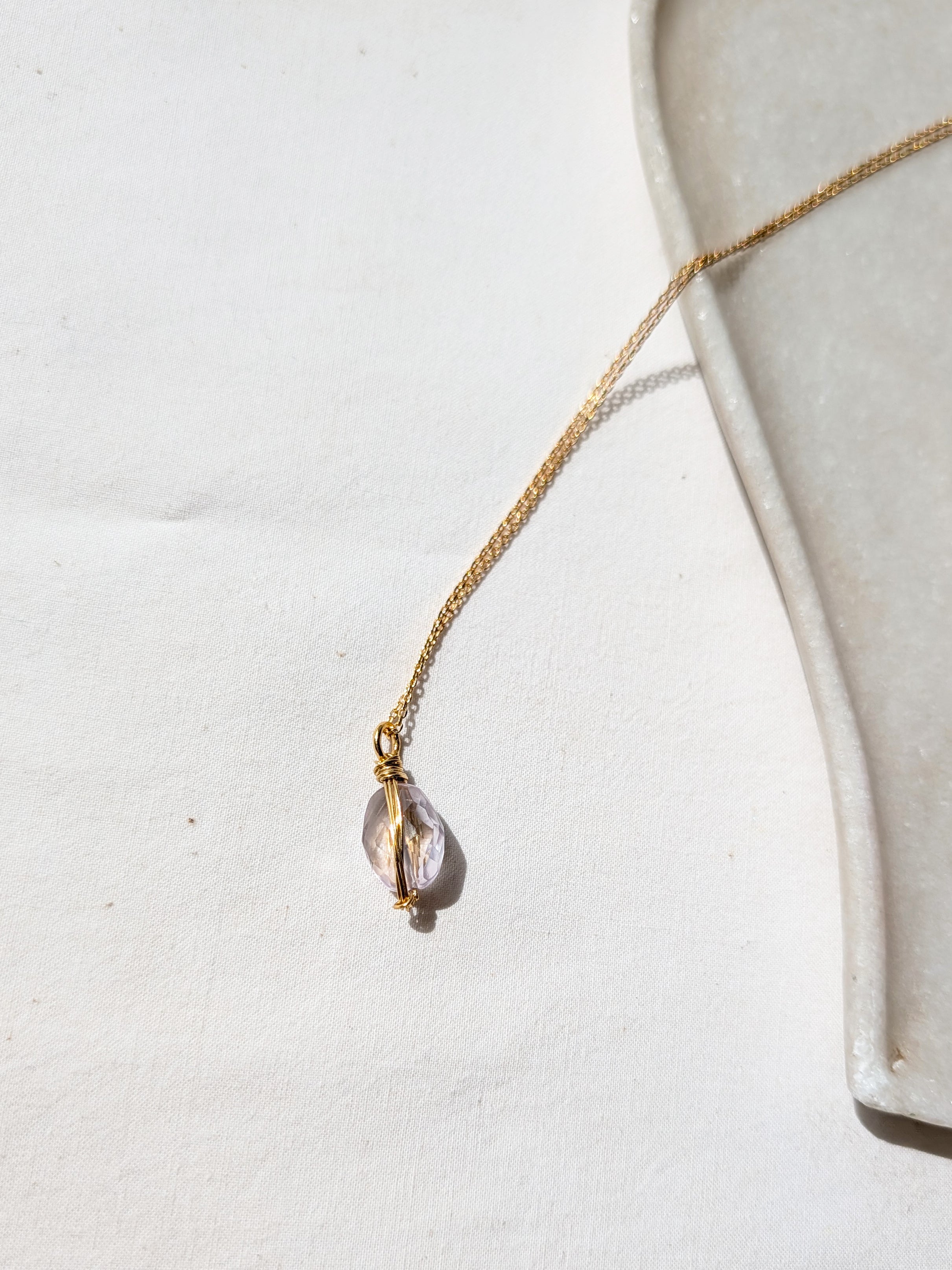 aurah - Pink Amethyst Wire Wrap Pendant