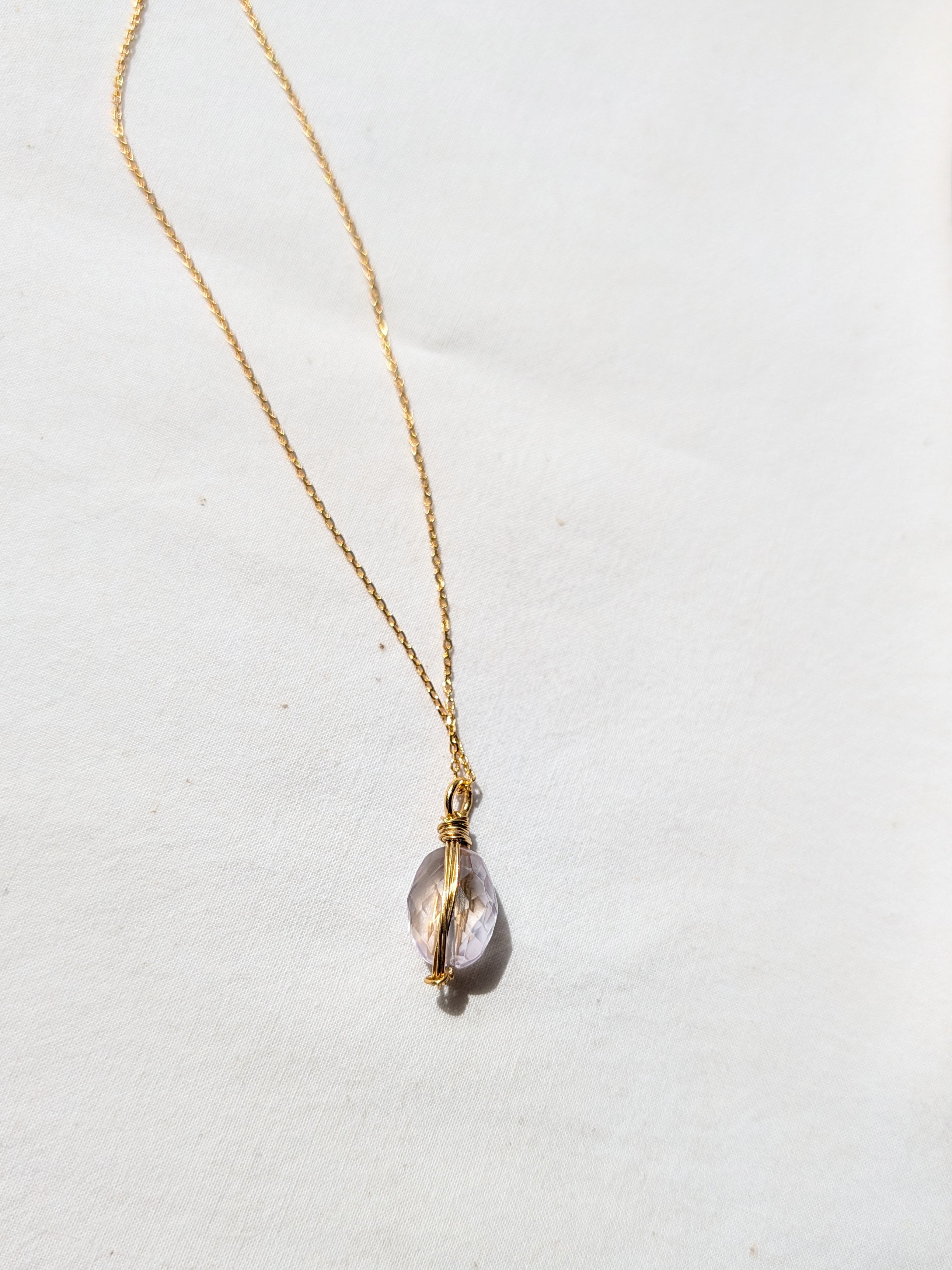 aurah - Pink Amethyst Wire Wrap Pendant