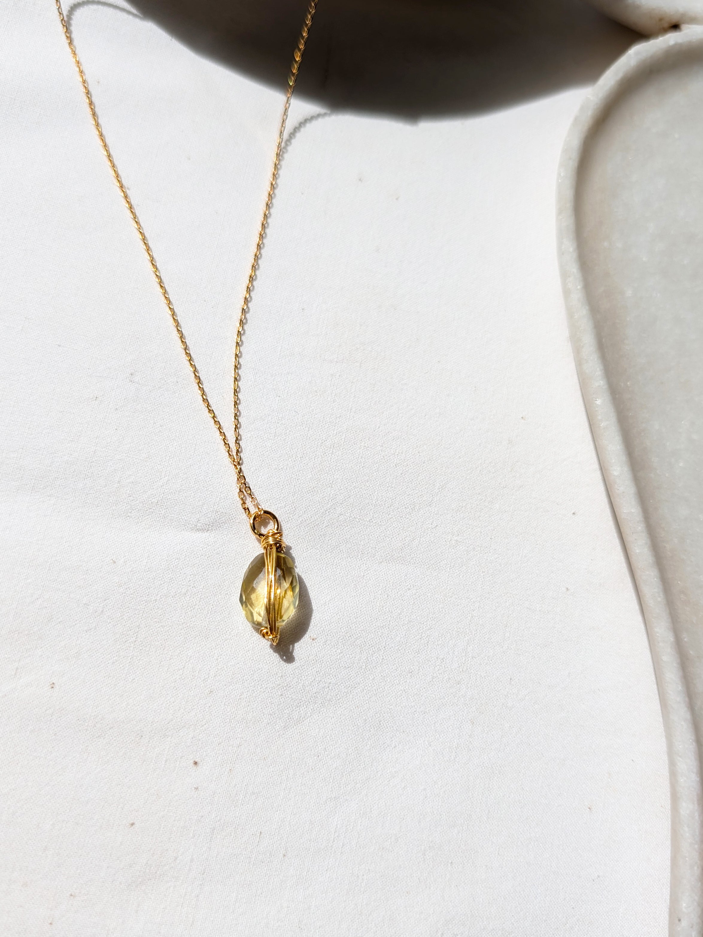 aurah - Lemon Quartz Wire Wrap Pendant