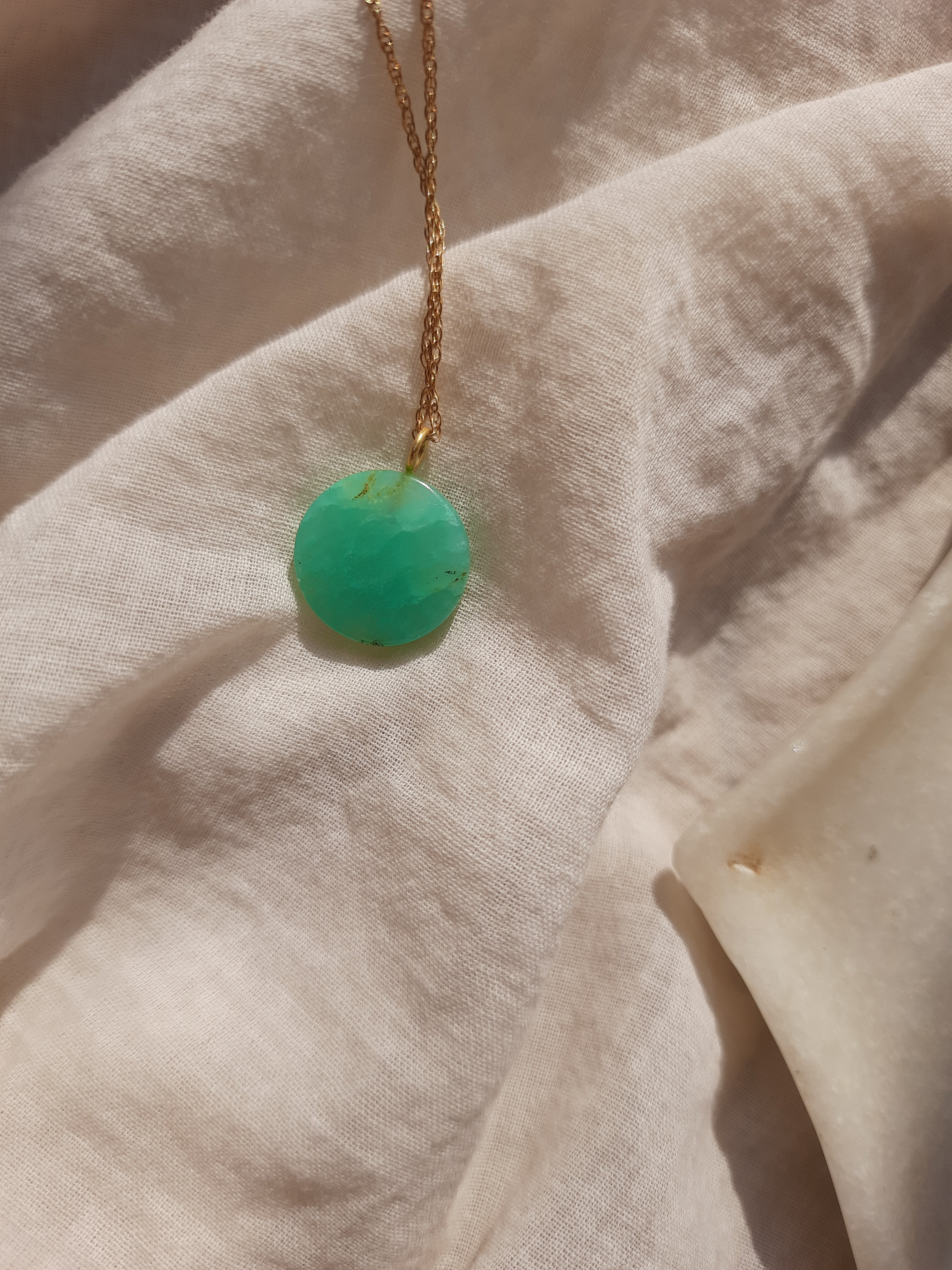 vaya - Chrysoprase Coin Pendant