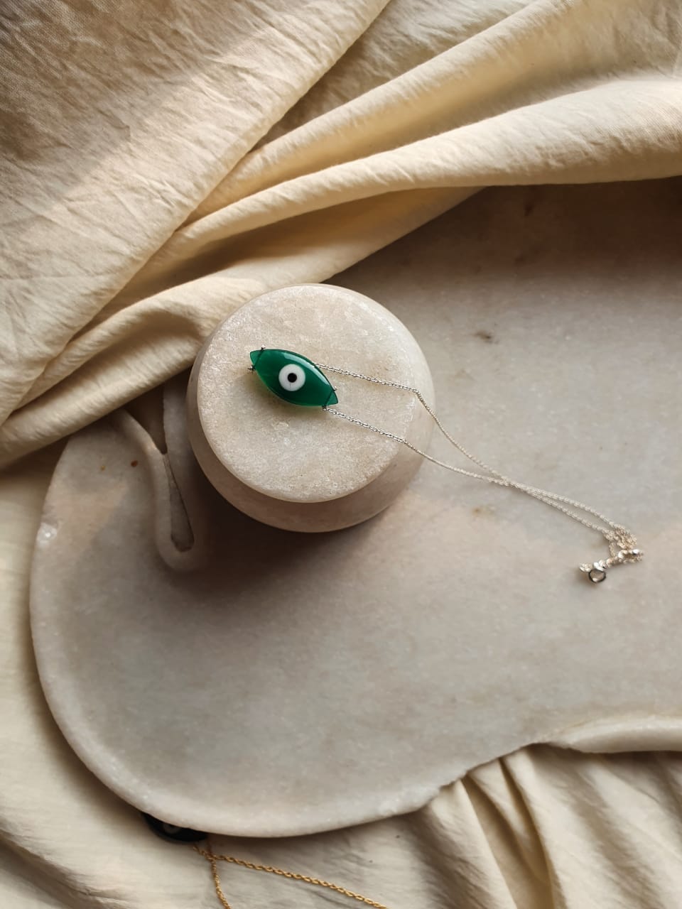 edav - Green Onyx Marquise Evil Eye Pendant